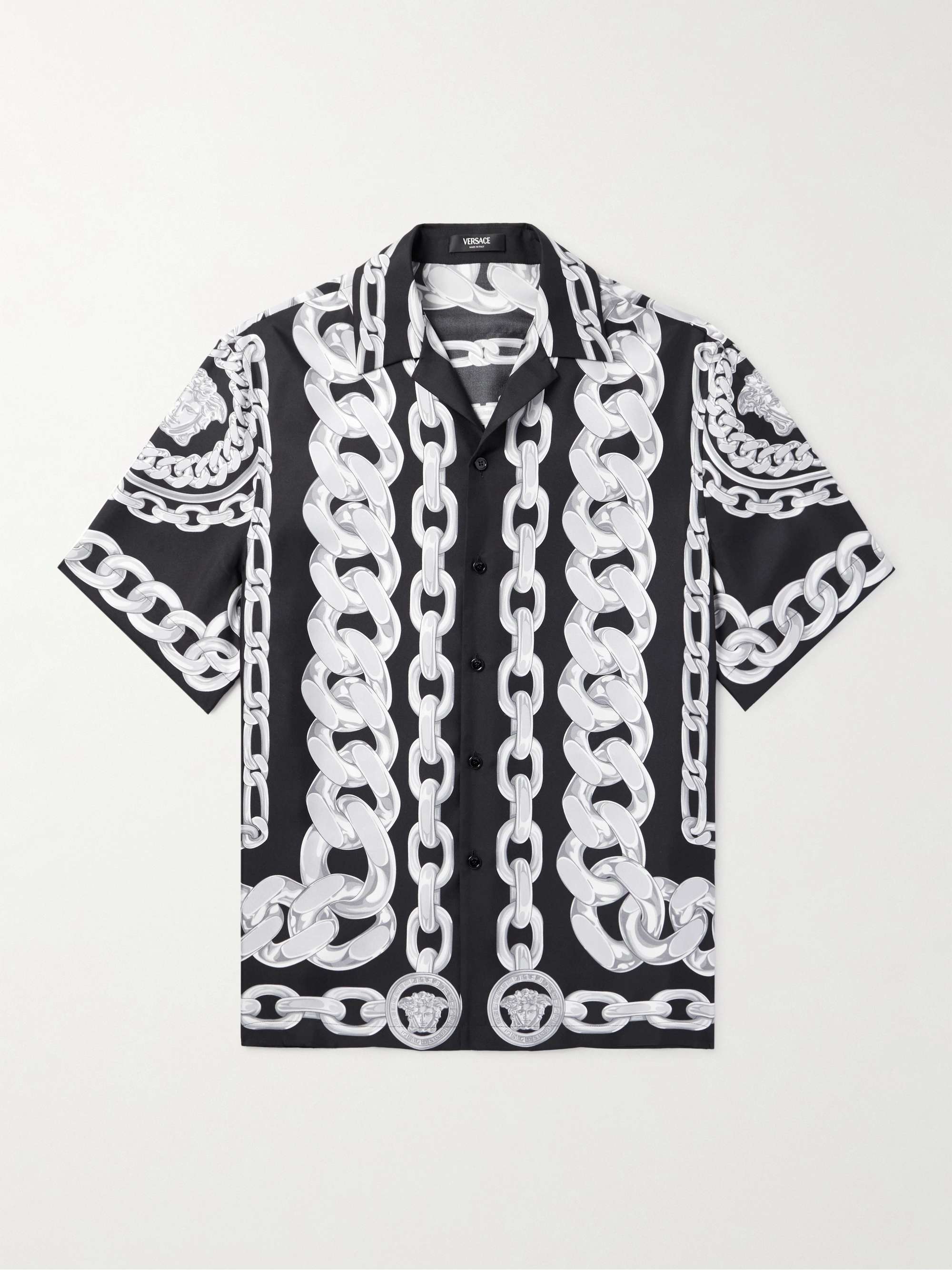 Medusa Camp-Collar Printed Silk-Twill Shirt view
