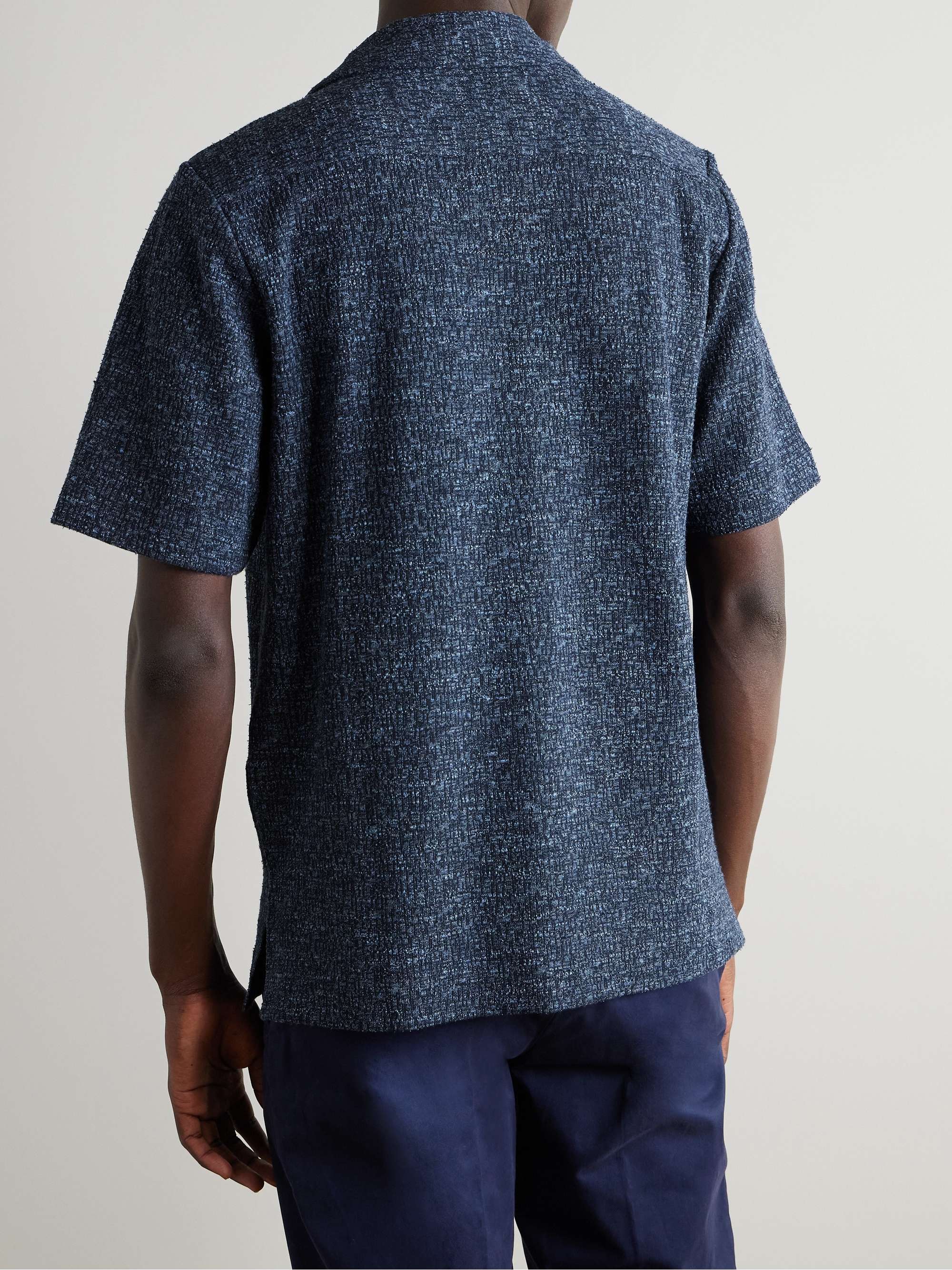 Camp-Collar Cotton and Linen-Blend Bouclé Shirt view
