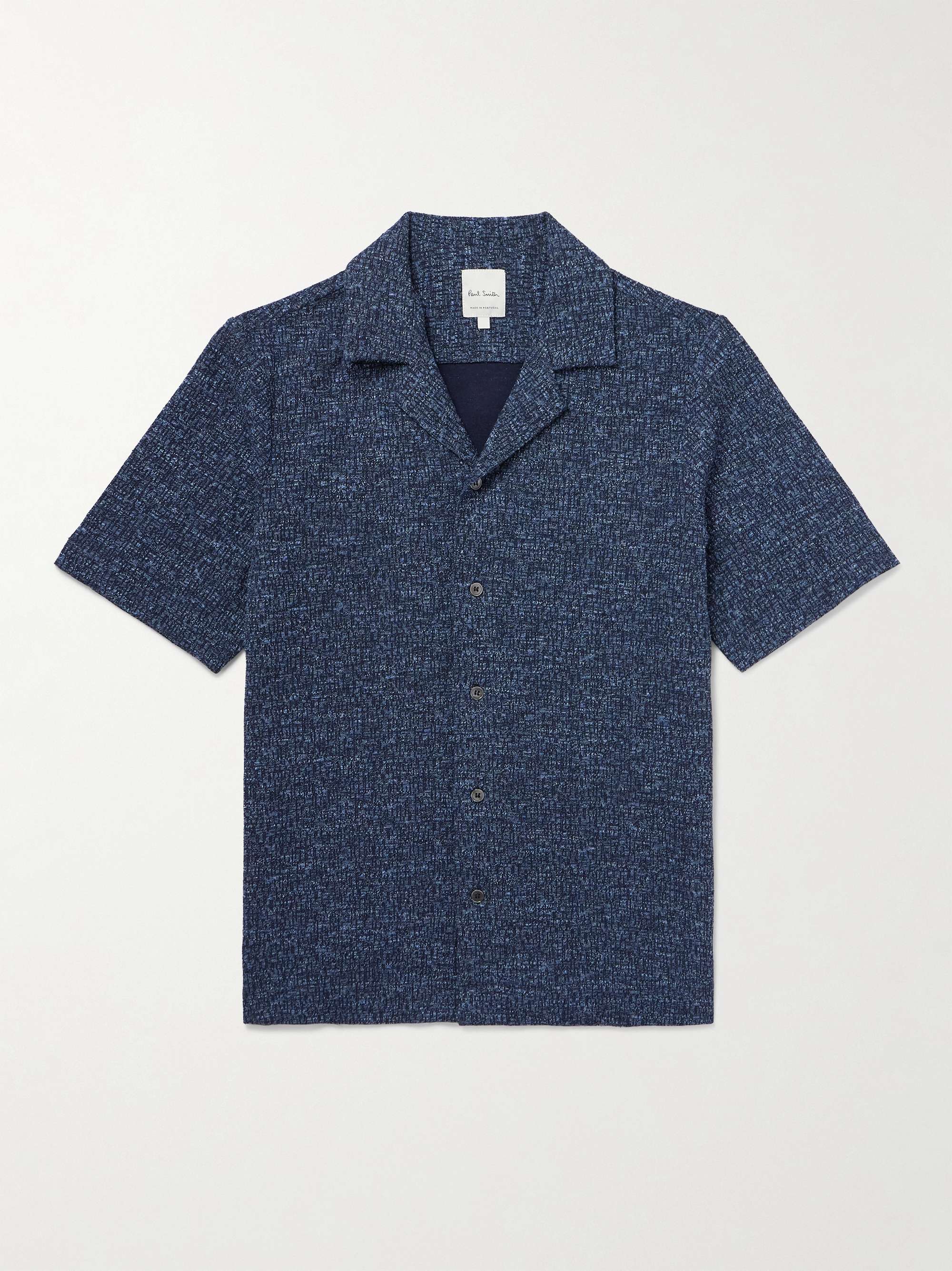 Camp-Collar Cotton and Linen-Blend Bouclé Shirt view