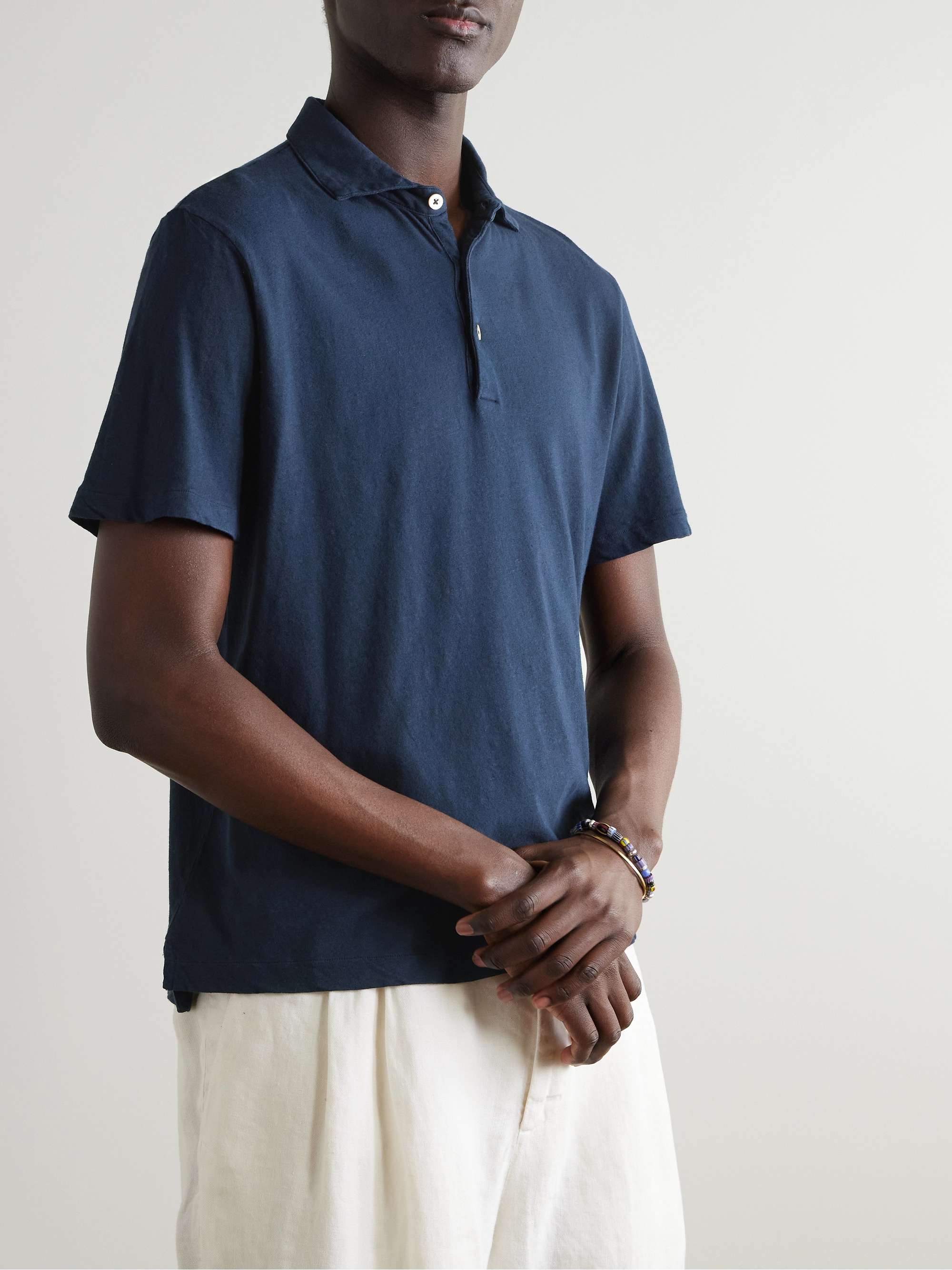 Cotton and Linen-Blend Polo Shirt view