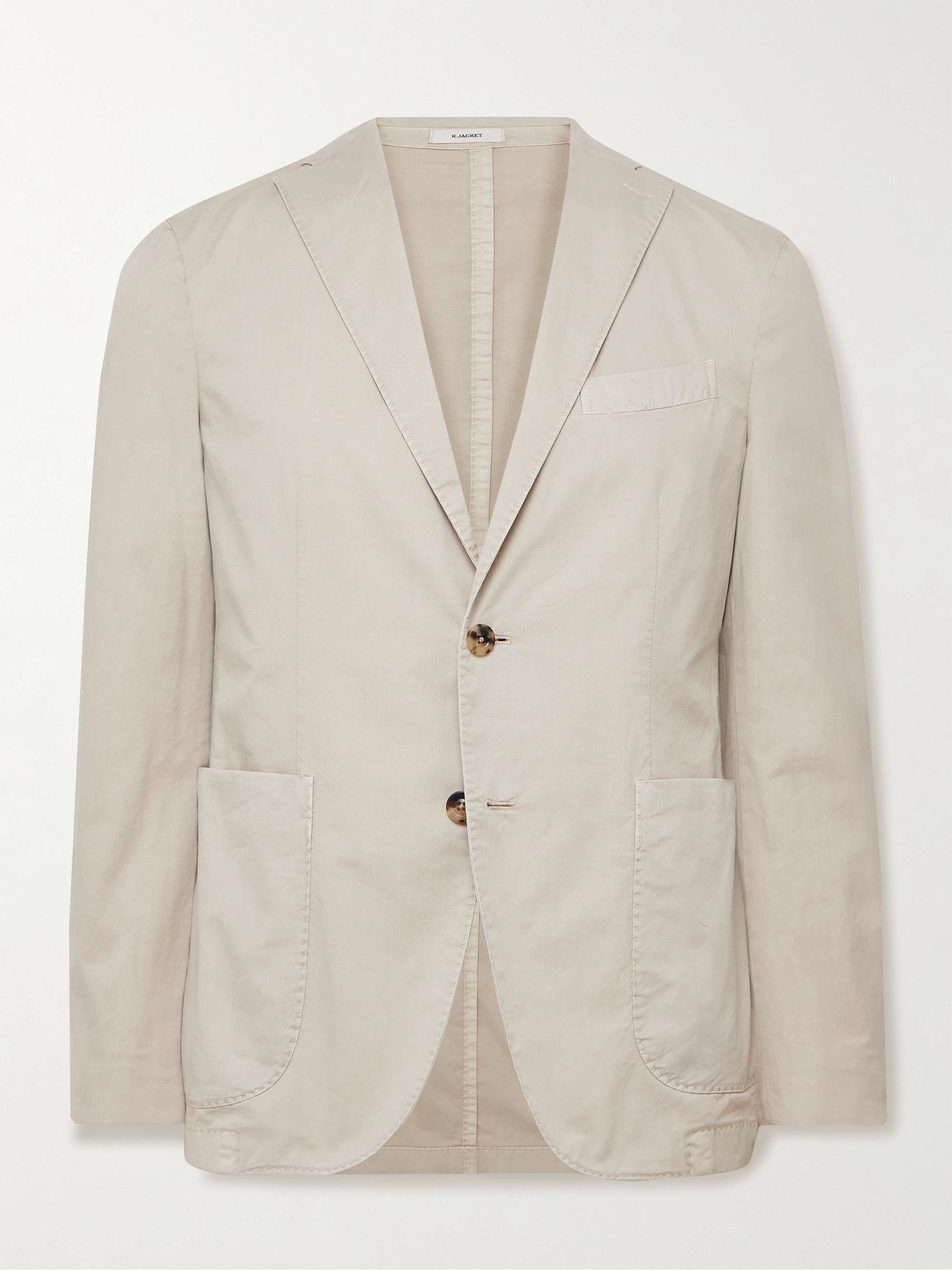 Unstructured Garment-Dyed Cotton-Blend Twill Suit Jacket view