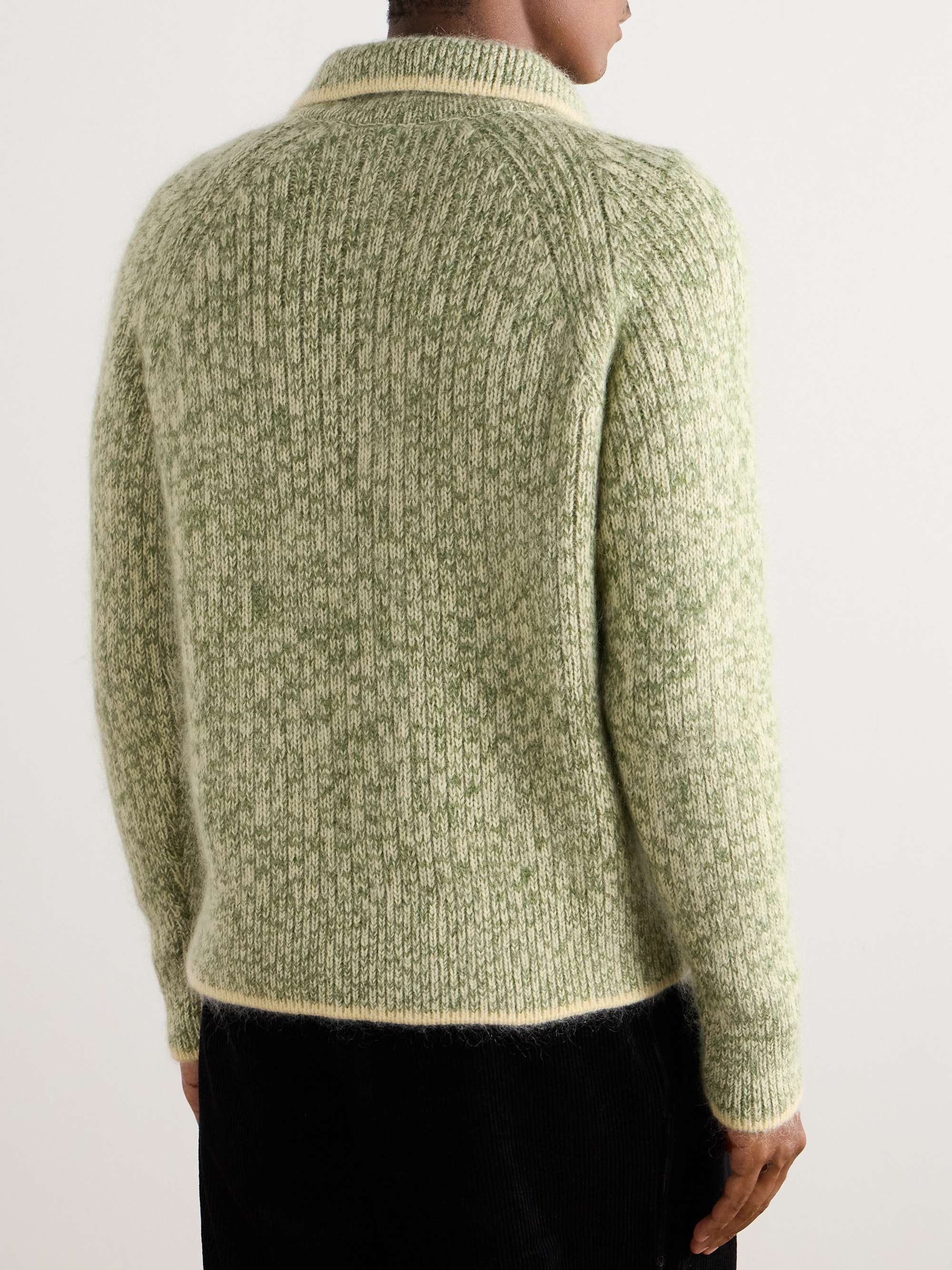 Ribbed Wool-Blend Polo Sweater view