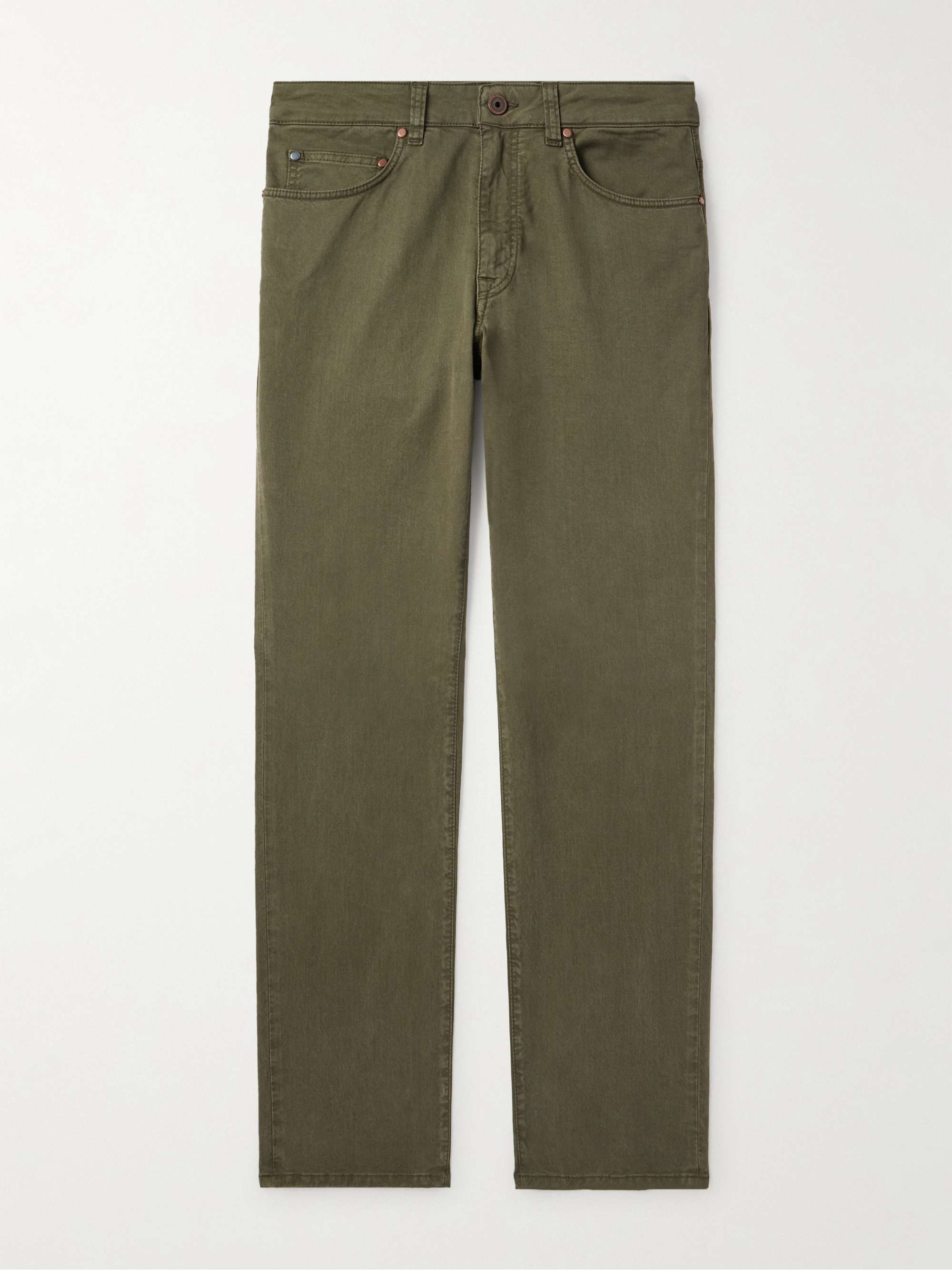 Straight-Leg Stretch Cotton, TENCEL™ and Silk-Blend Twill Trousers view