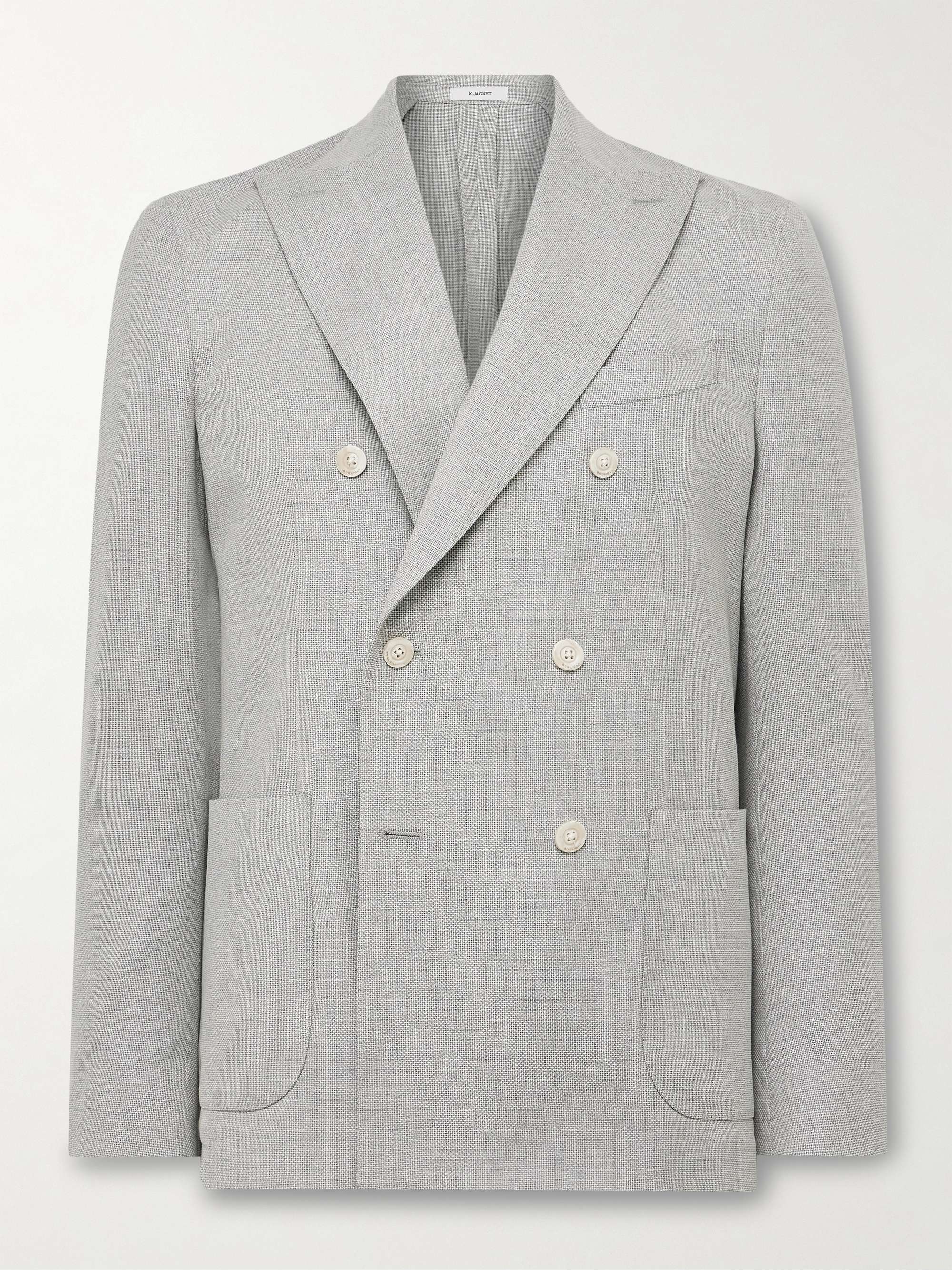 Unstructured Double-Breasted Virgin Wool Blazer view