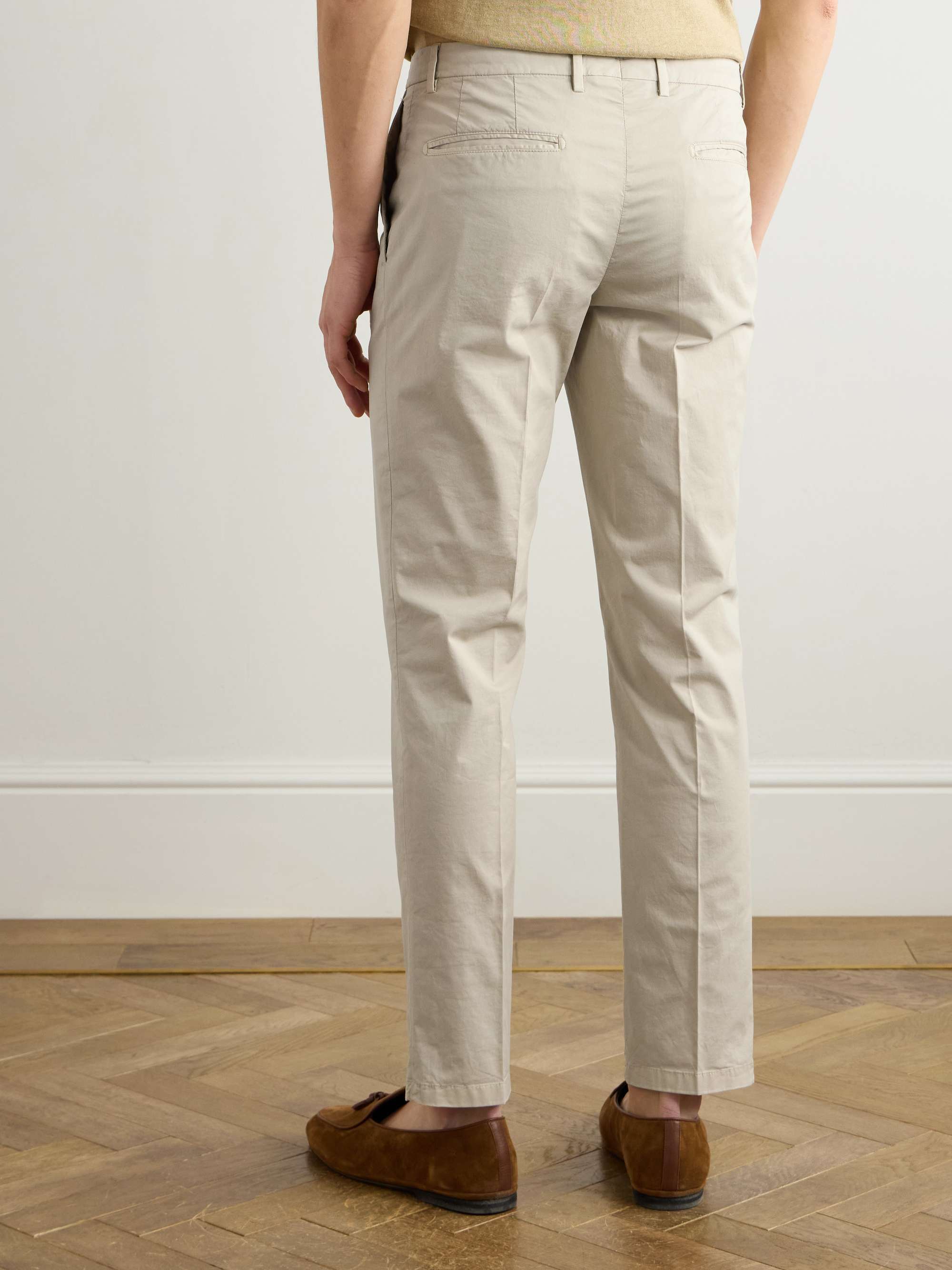 Slim-Fit Tapered Garment-Dyed Cotton-Blend Twill Suit Trousers view