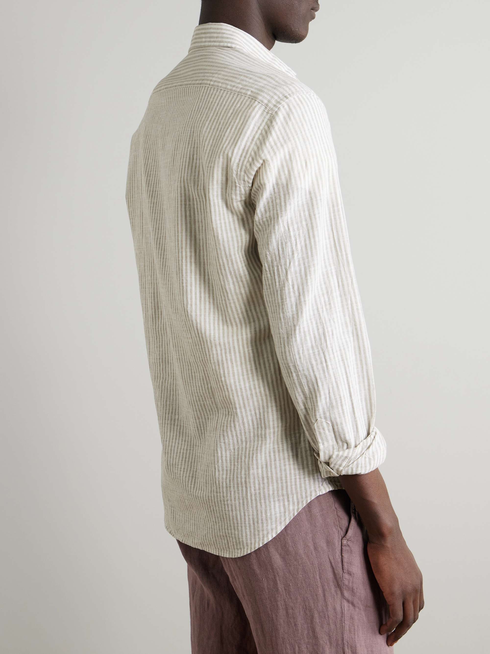 Striped Cotton and Linen-Blend Shirt view