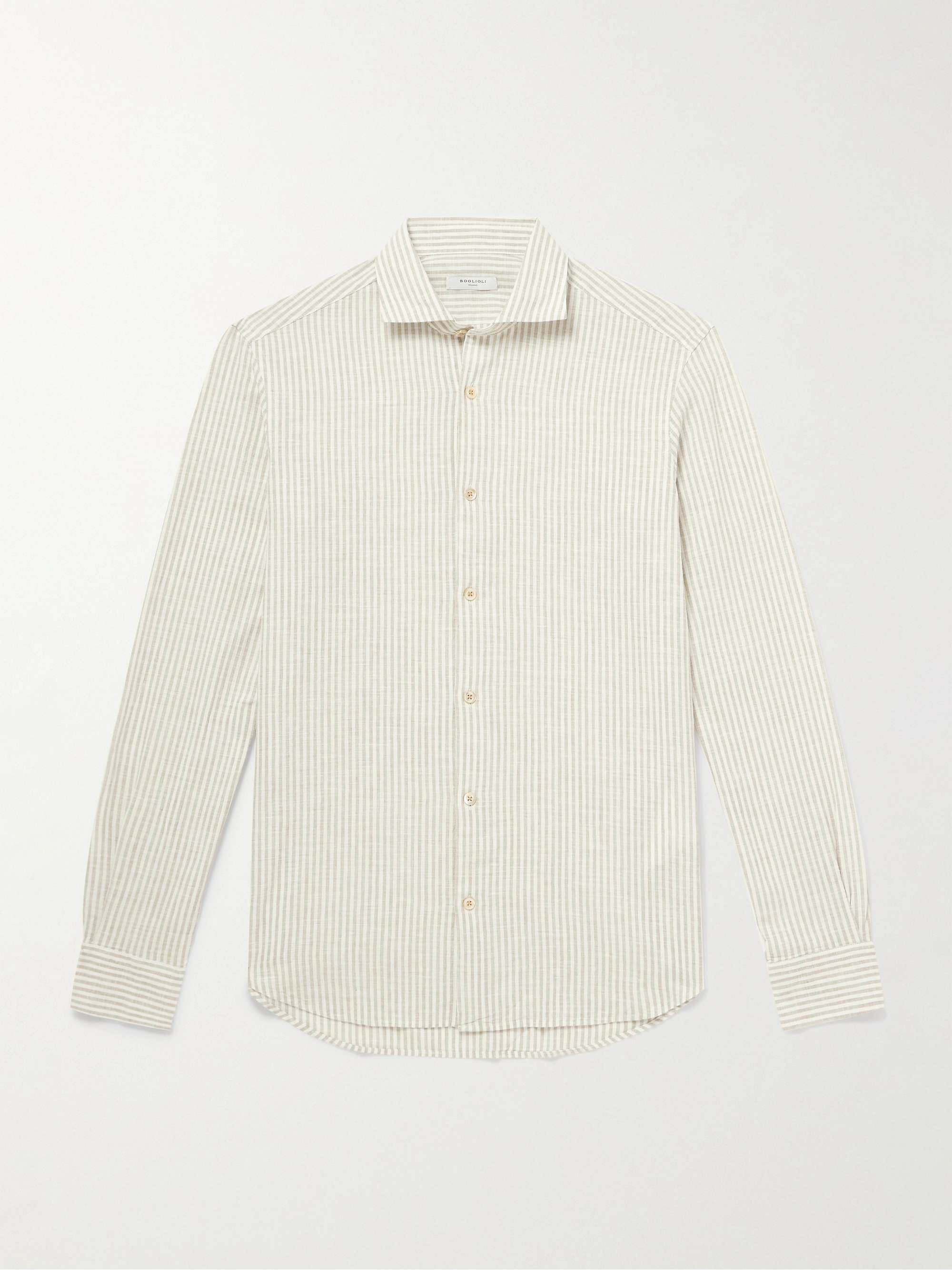 Striped Cotton and Linen-Blend Shirt view