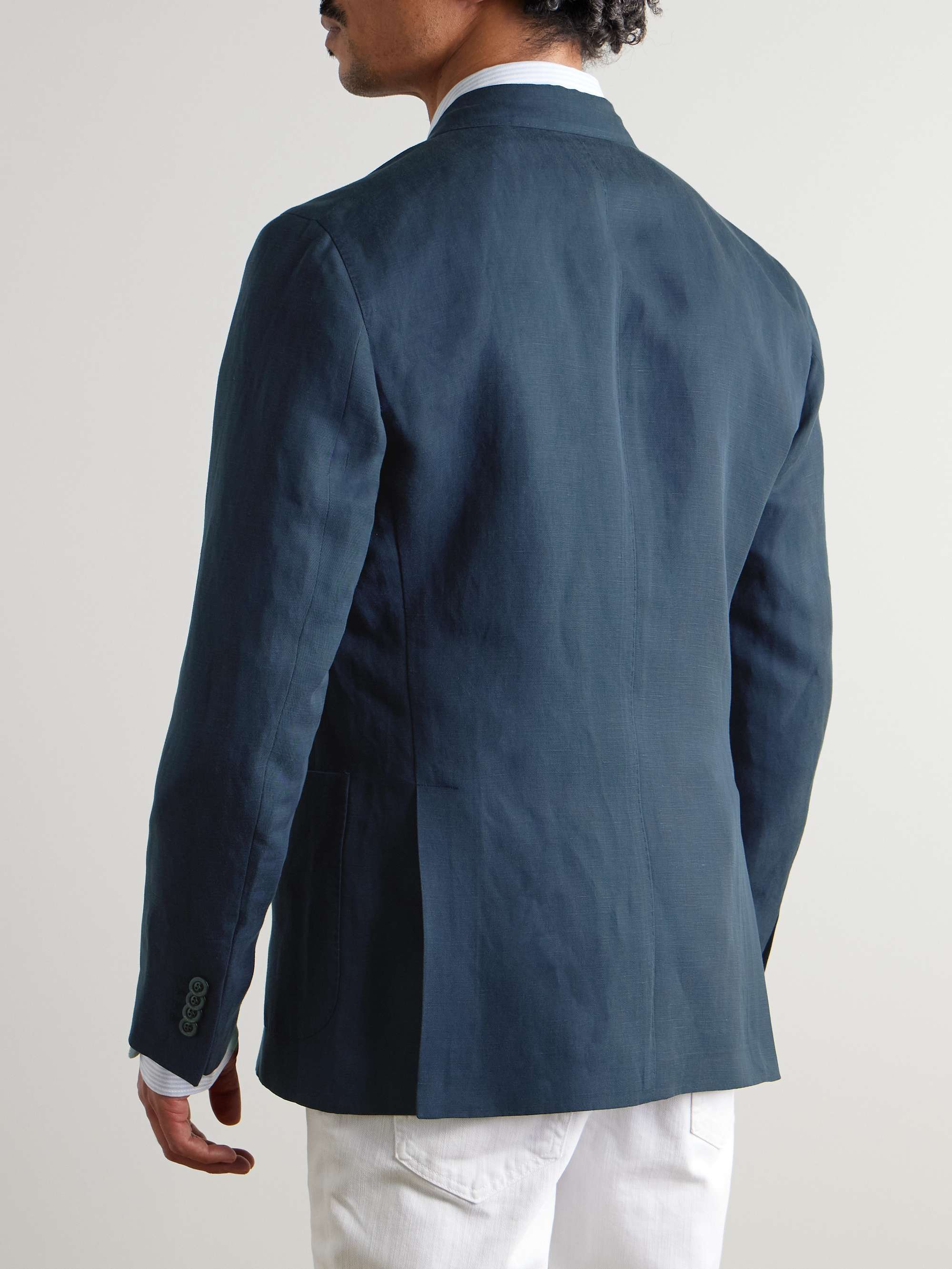 Double-Breasted Lyocell and Linen-Blend Suit Jacket view