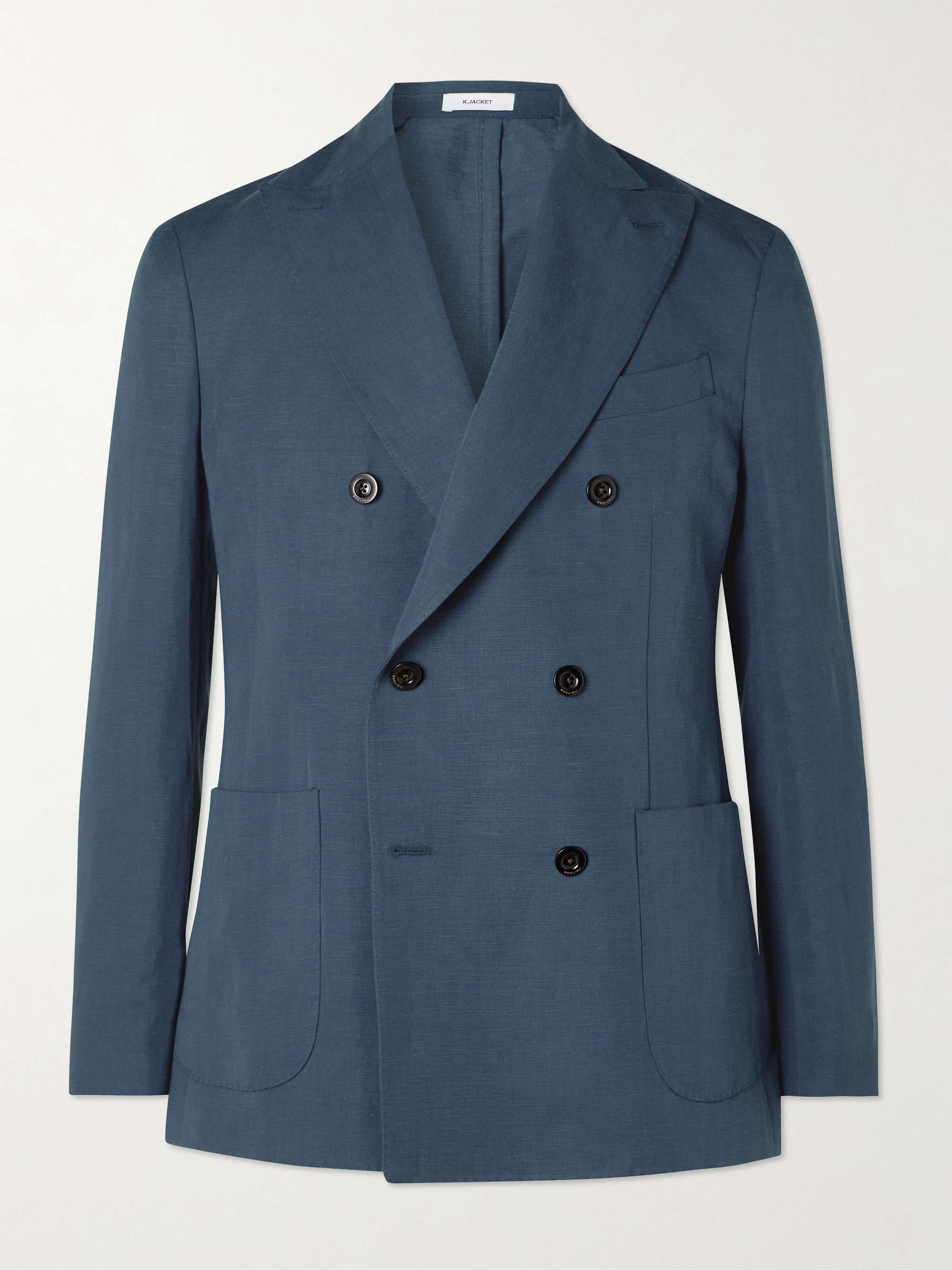 Double-Breasted Lyocell and Linen-Blend Suit Jacket view
