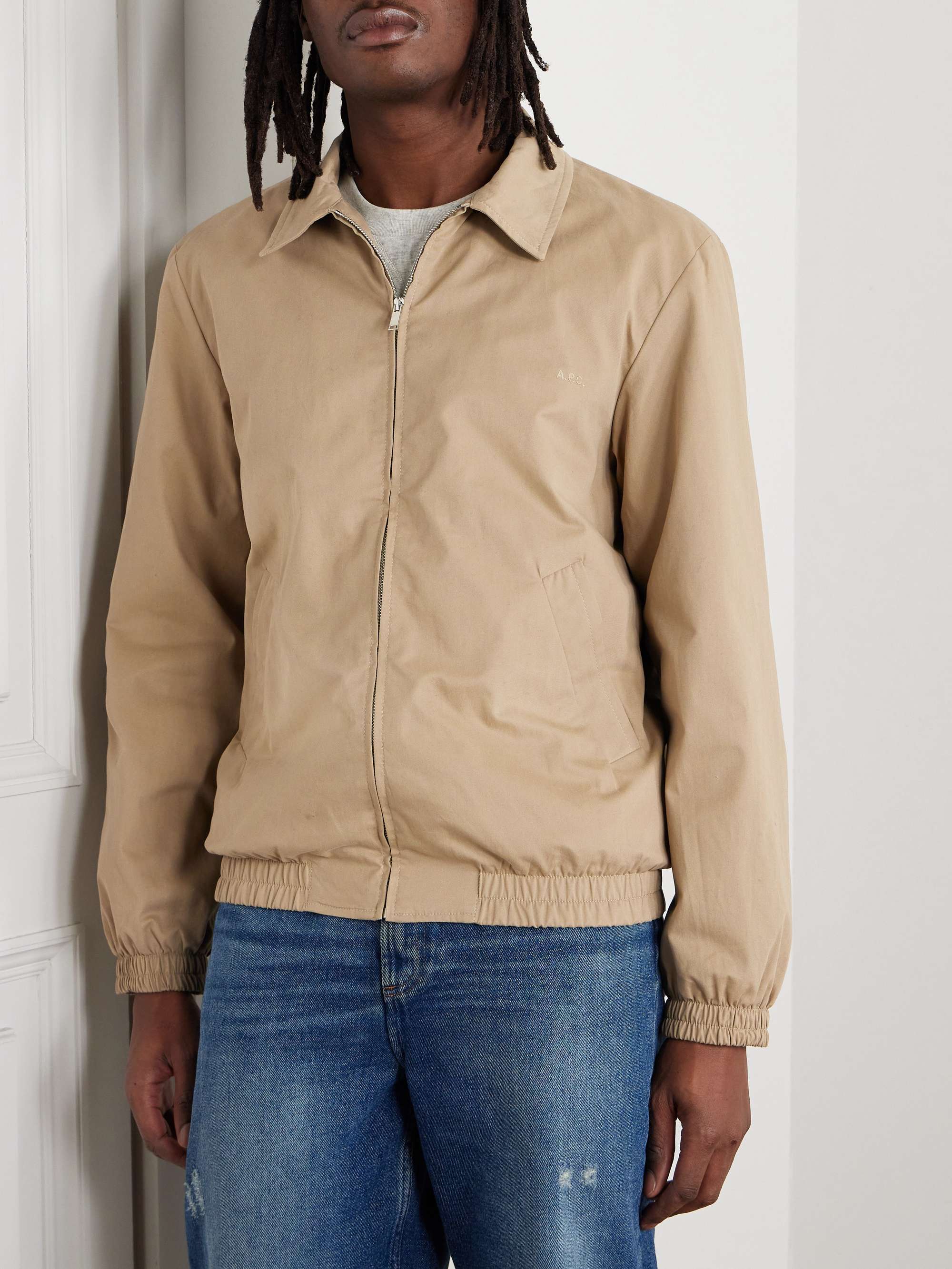 Gilbert Logo-Embroidered Organic Cotton-Twill Blouson Jacket view