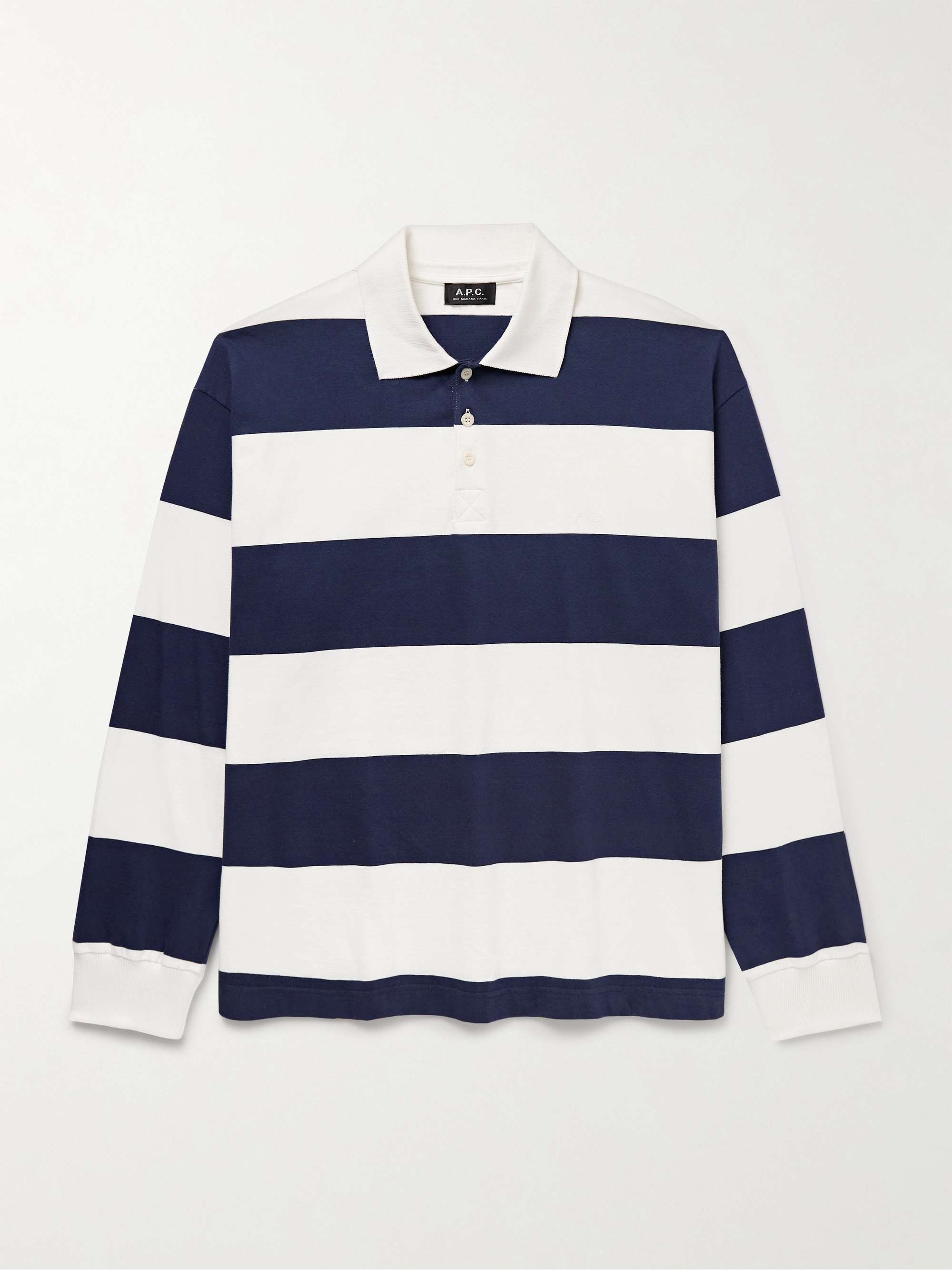 Riley Logo-Embroidered Striped Organic Cotton-Blend Jersey Polo Shirt view