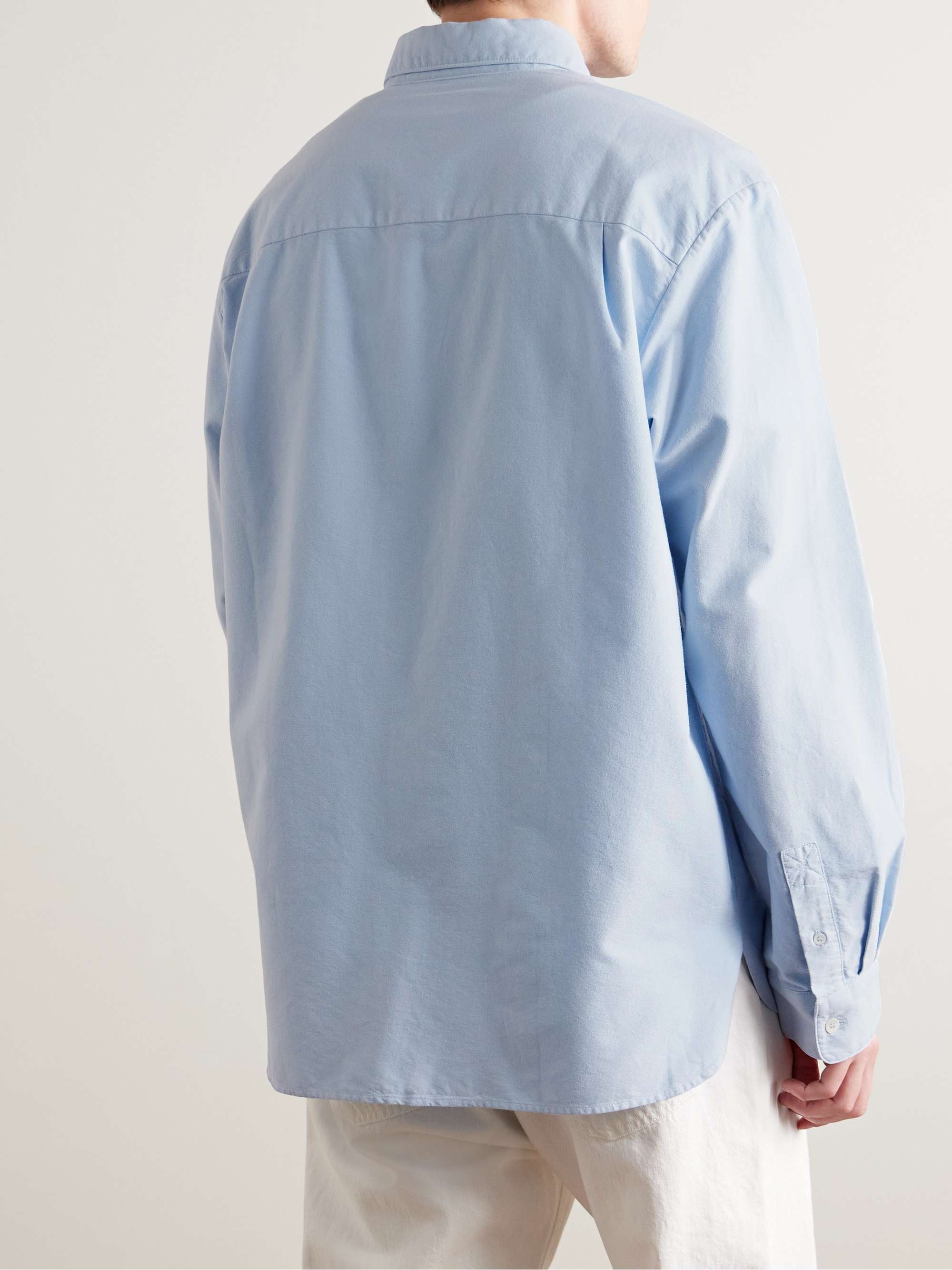 Mateo Button-Down Collar Logo-Embroidered Organic Cotton Shirt view
