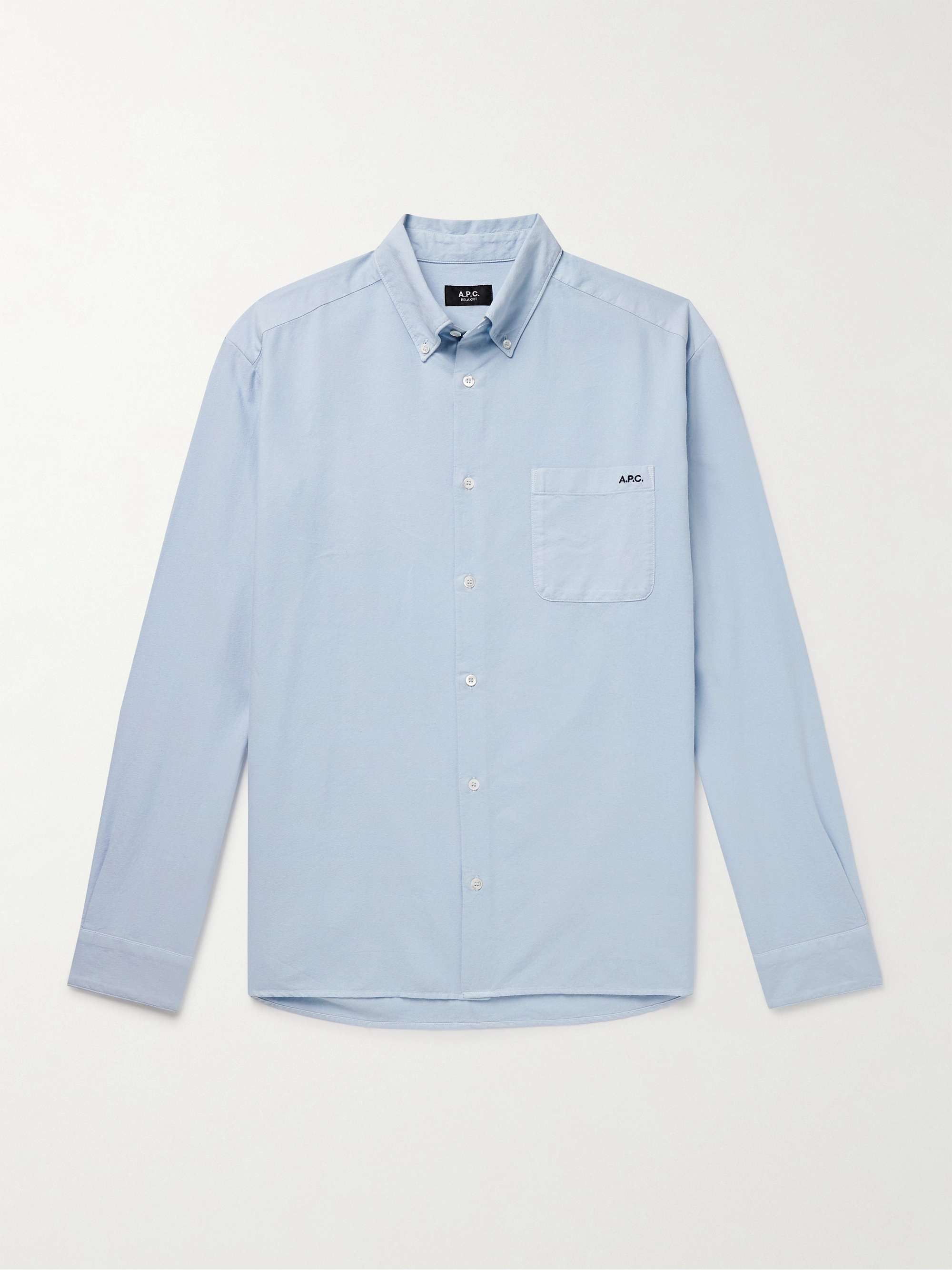 Mateo Button-Down Collar Logo-Embroidered Organic Cotton Shirt view
