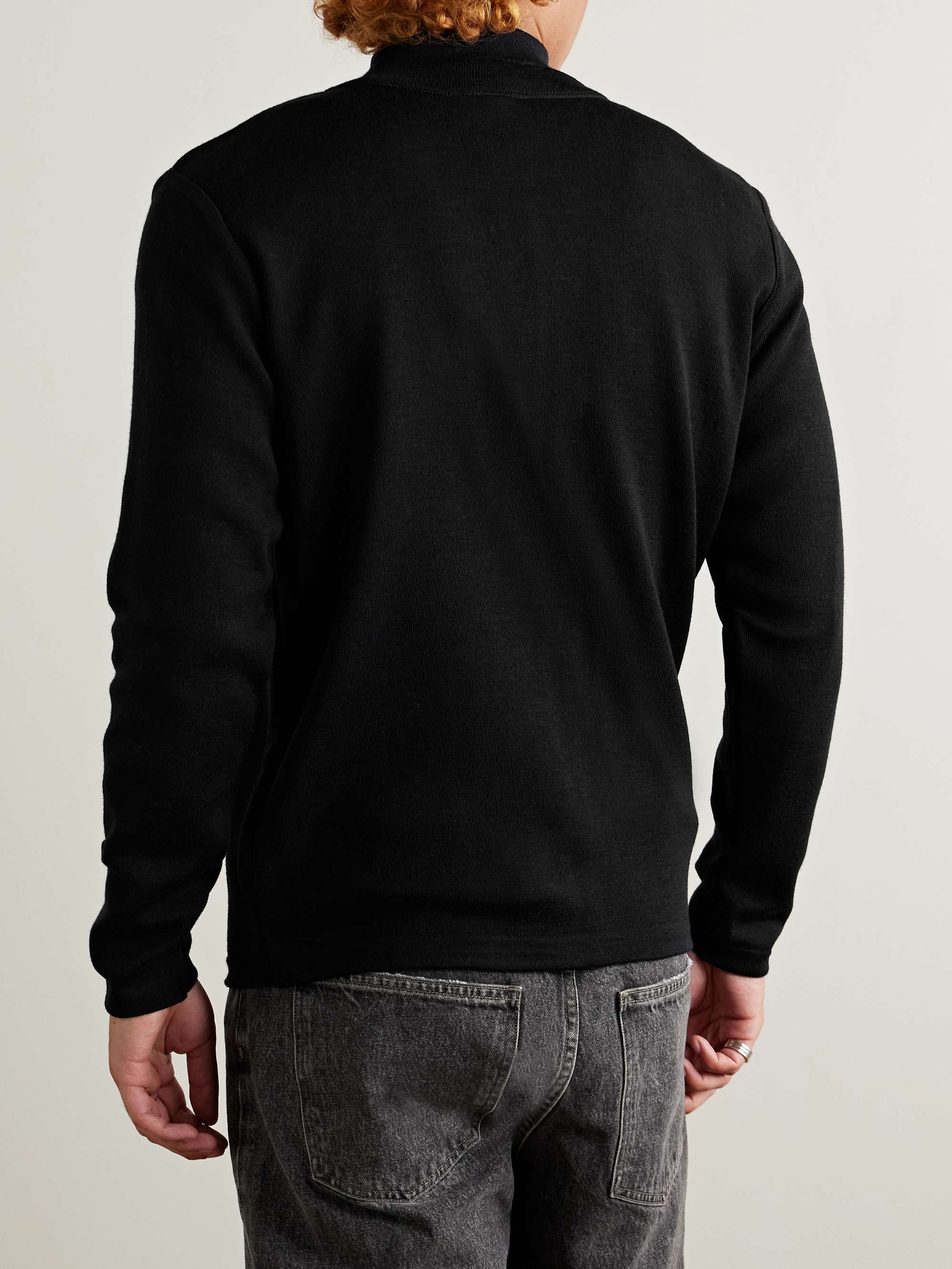 Naval Virgin Wool Zip-Up Cardigan view