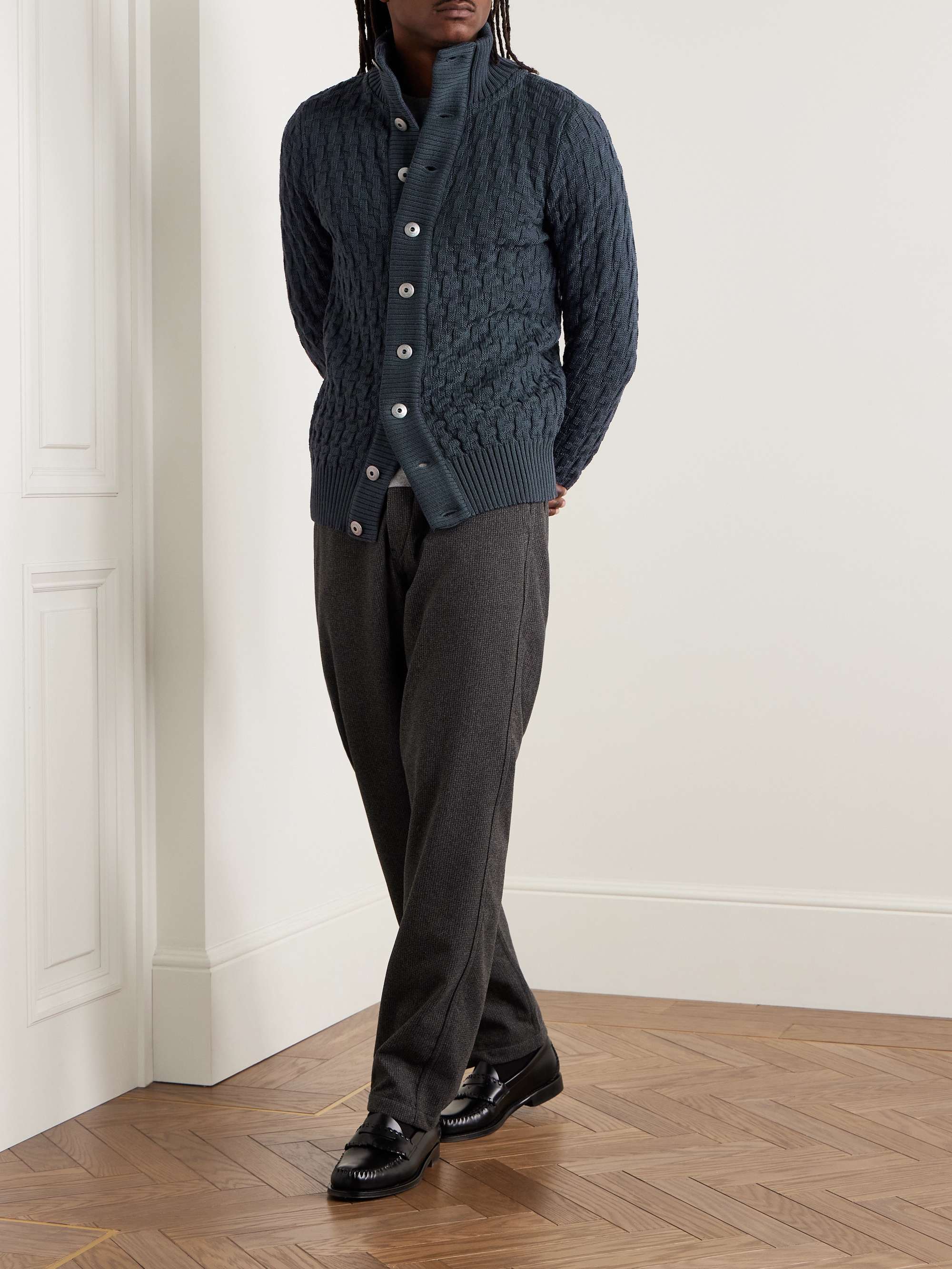 Stark Slim-Fit Basketweave Virgin Wool Cardigan view