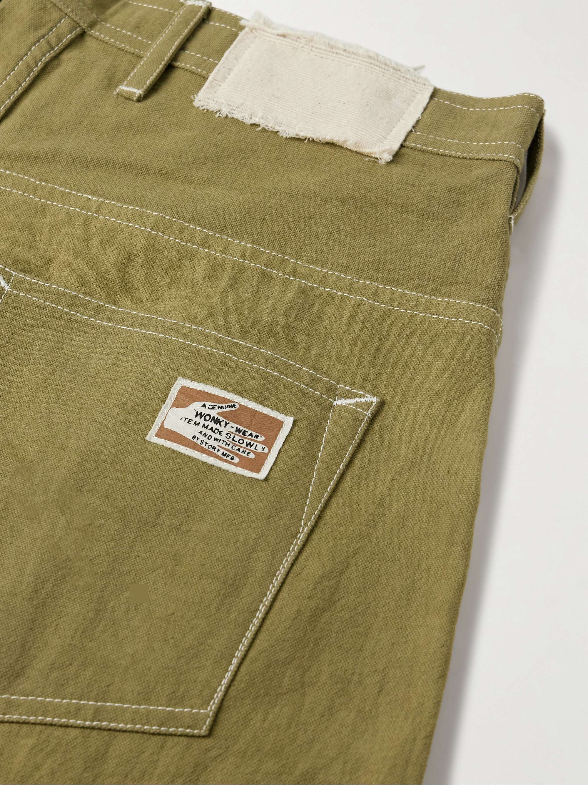 Lush Wide-Leg Pleated Organic Cotton-Canvas Trousers view