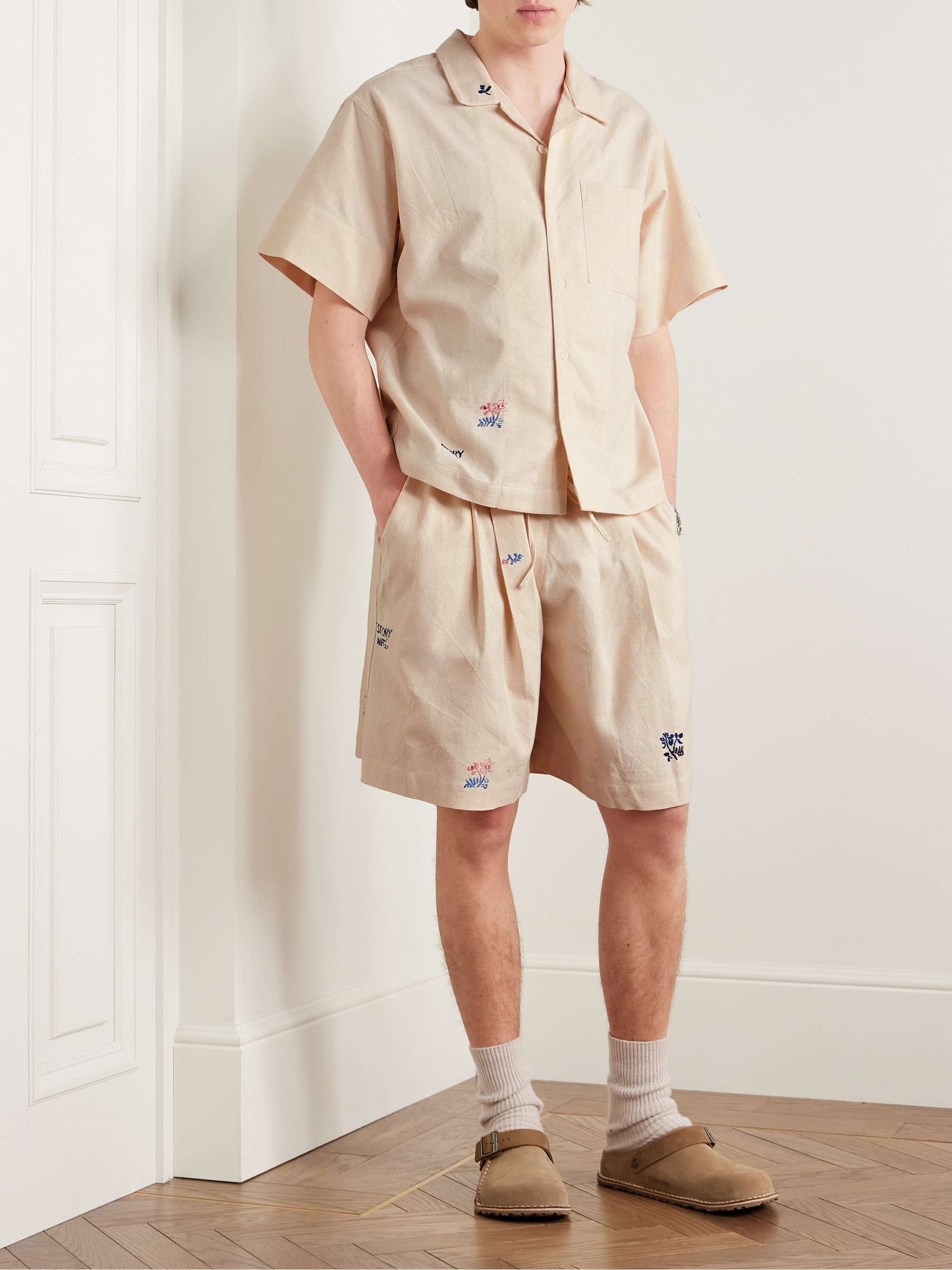 Greetings Camp-Collar Embroidered Organic Cotton Shirt view