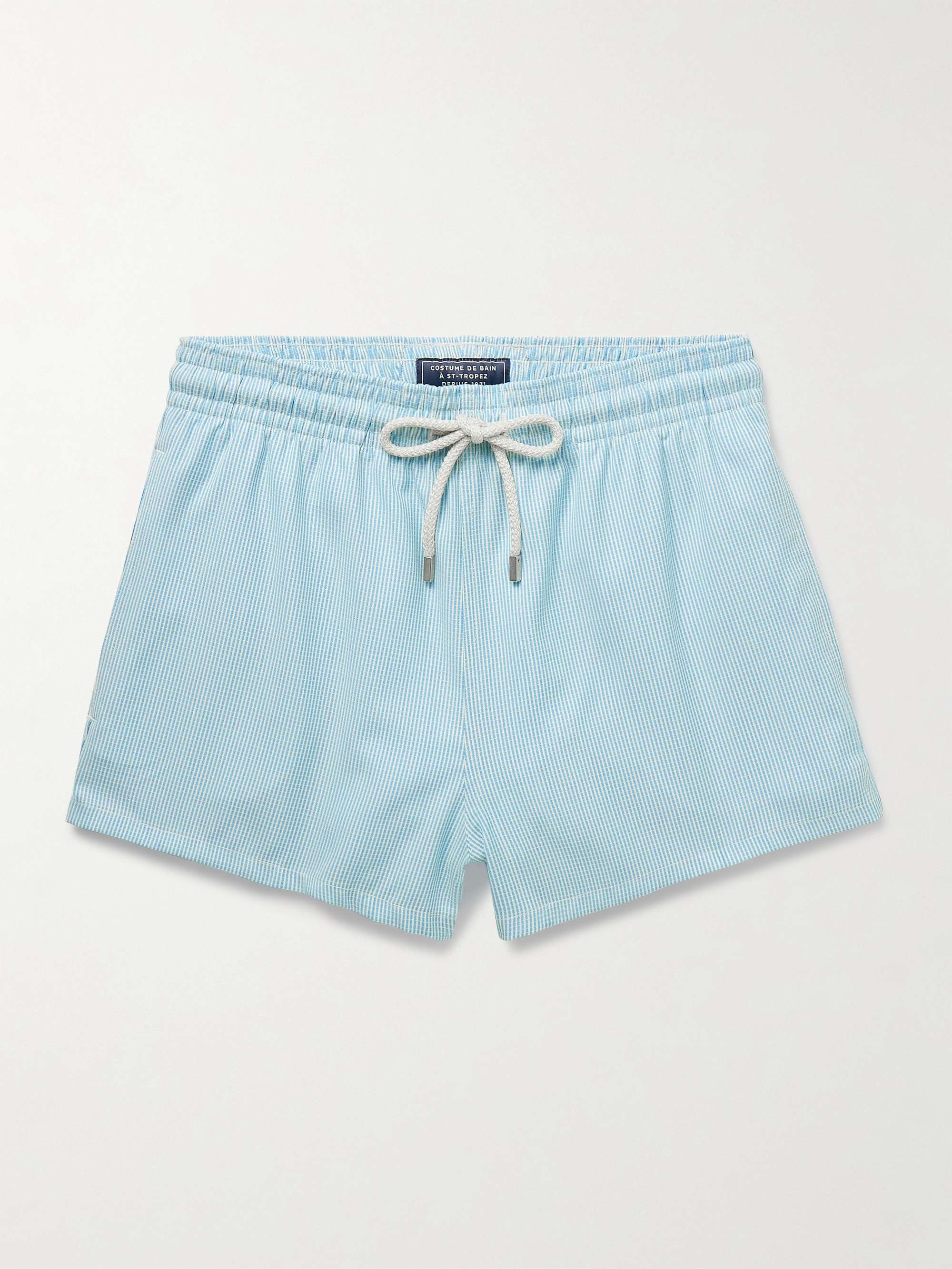 Milton Slim-Fit Short-Length Striped Wool-Blend Swim Shorts view