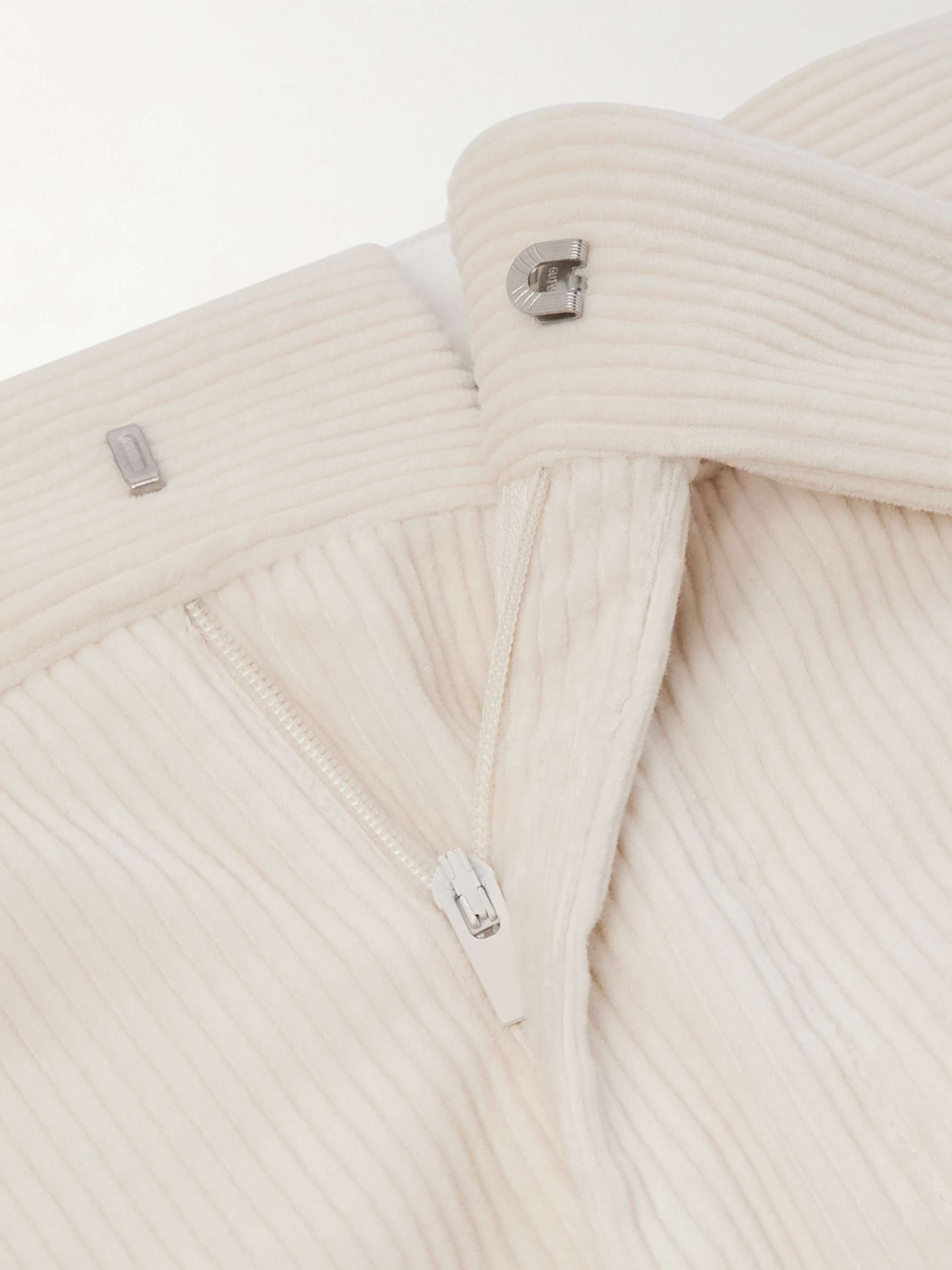 Straight-Leg Pleated Cotton-Blend Corduroy Trousers view