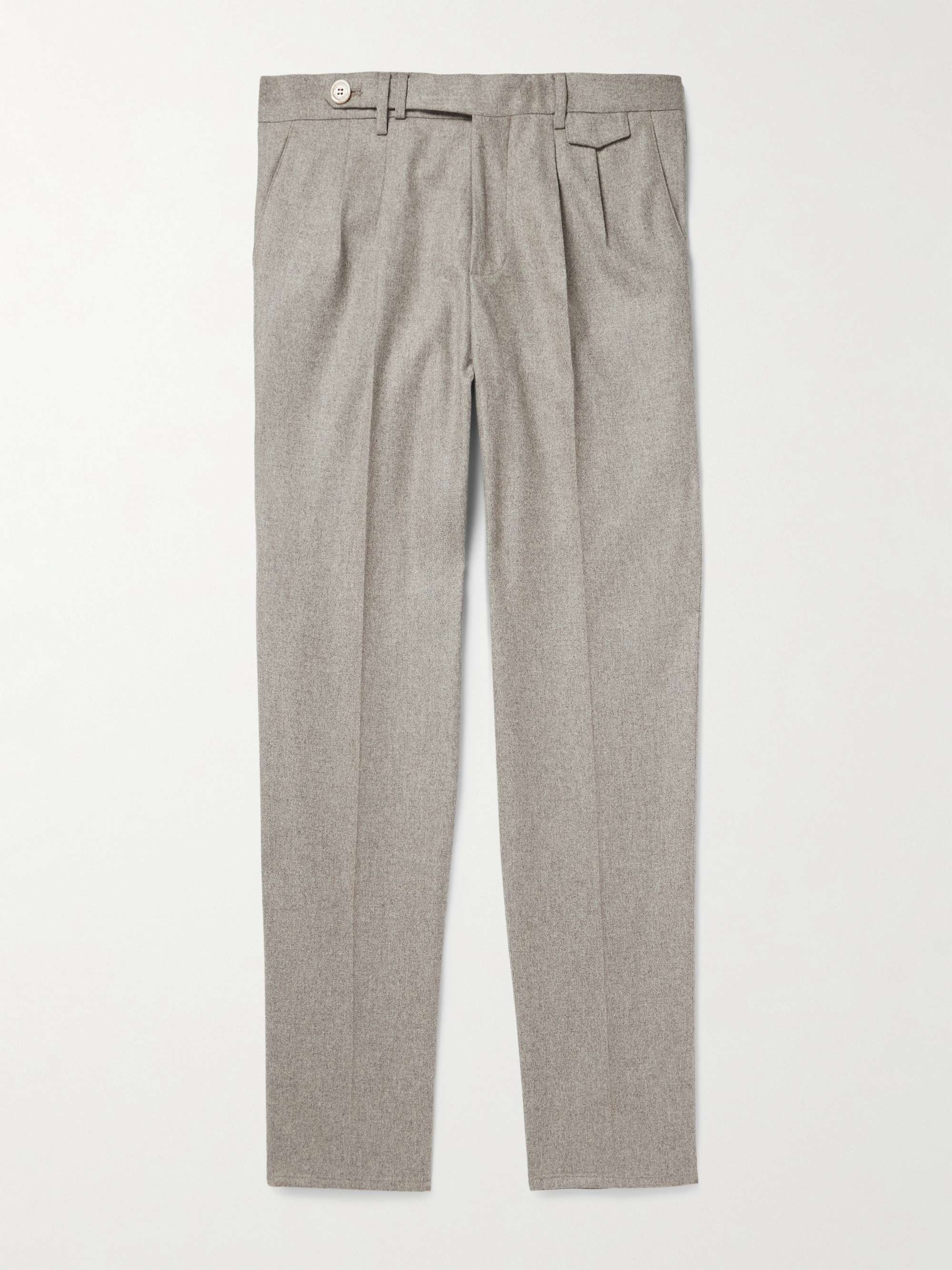 Tapered Pleated Virgin Wool Trousers view