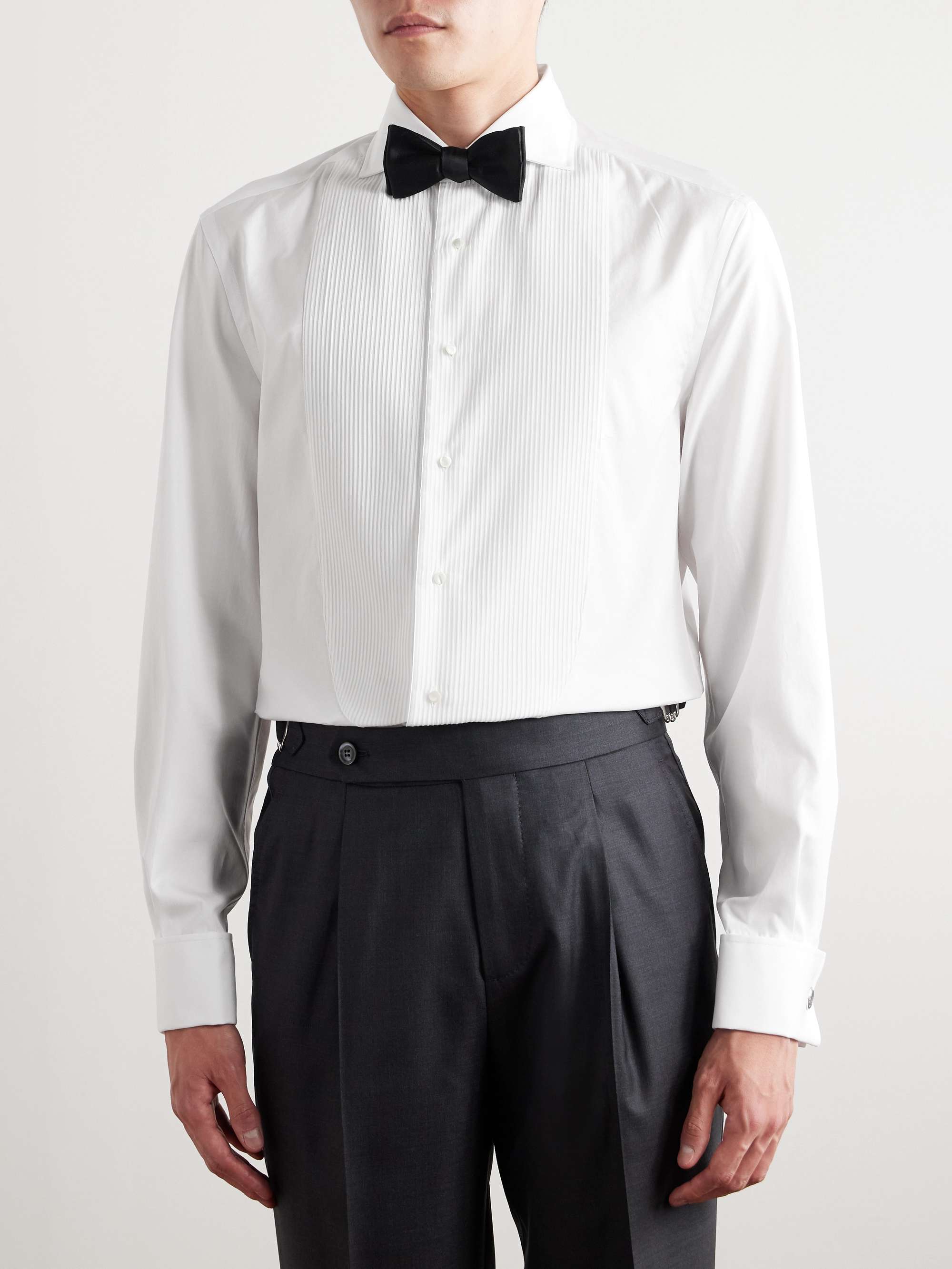 Double-Cuff Bib-Front Cotton-Poplin Shirt view
