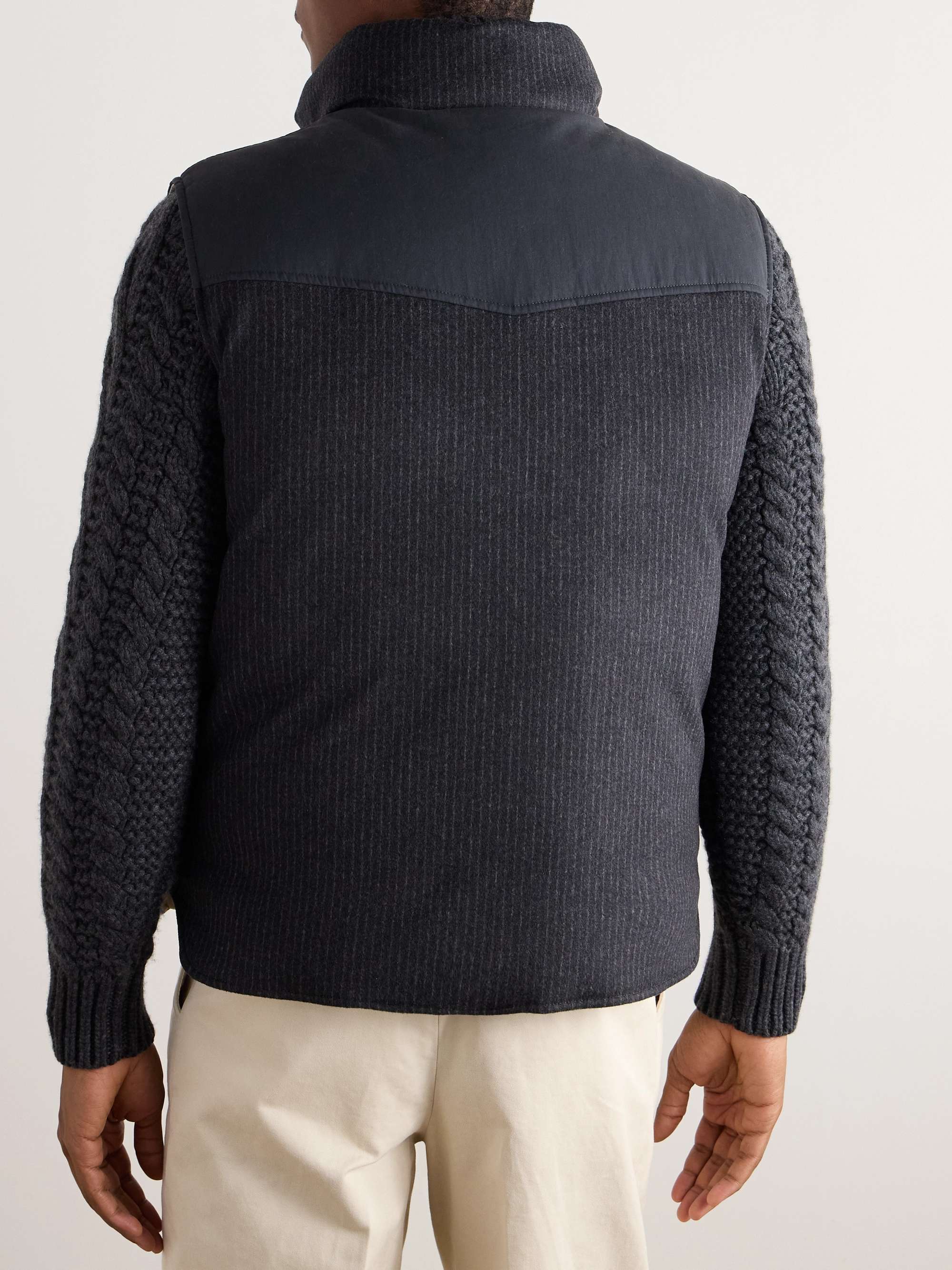 Pinstriped Wool and Cashmere-Blend Padded Down Gilet view