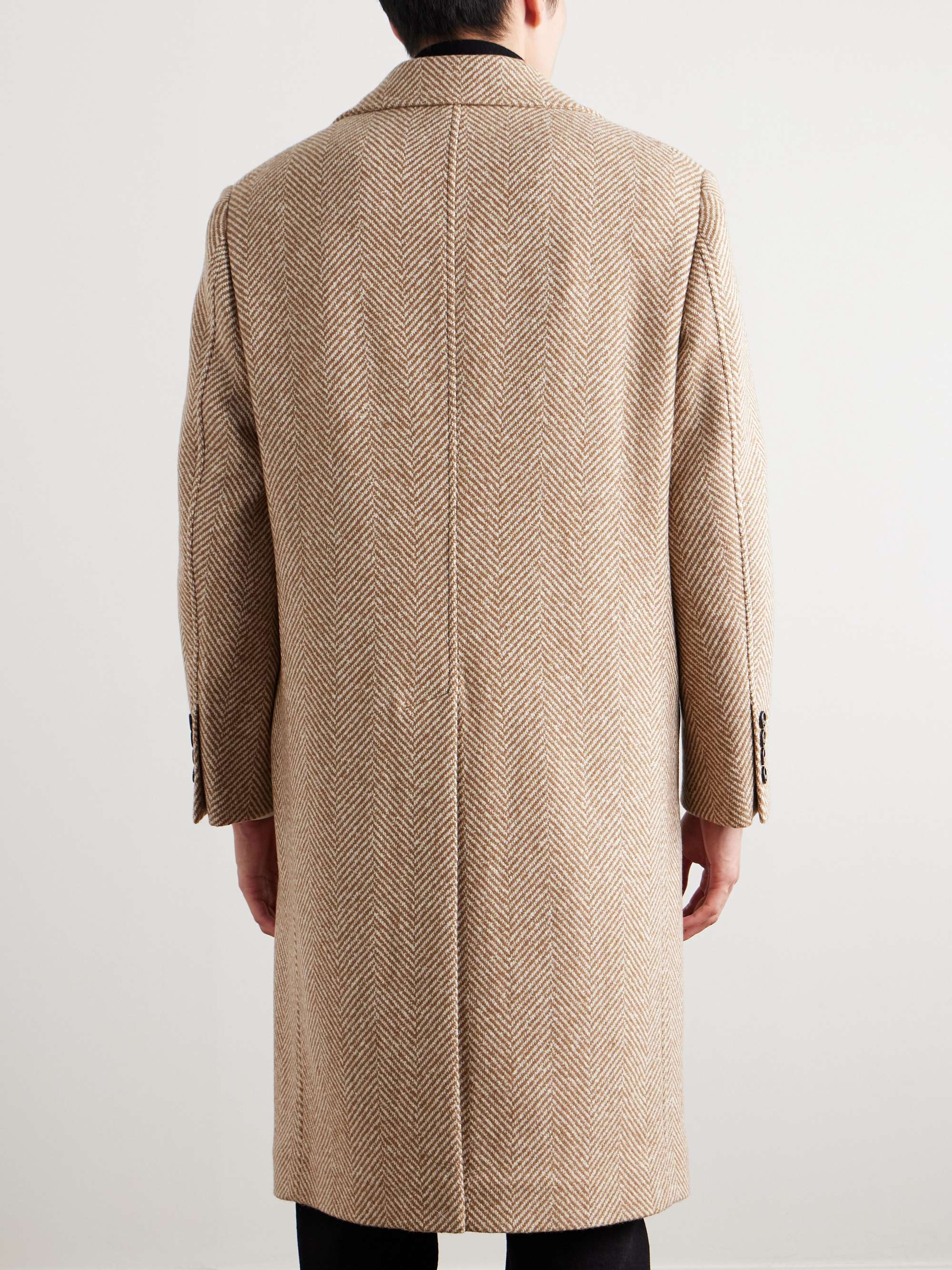 Herringbone Cashmere and Silk-Blend Coat view