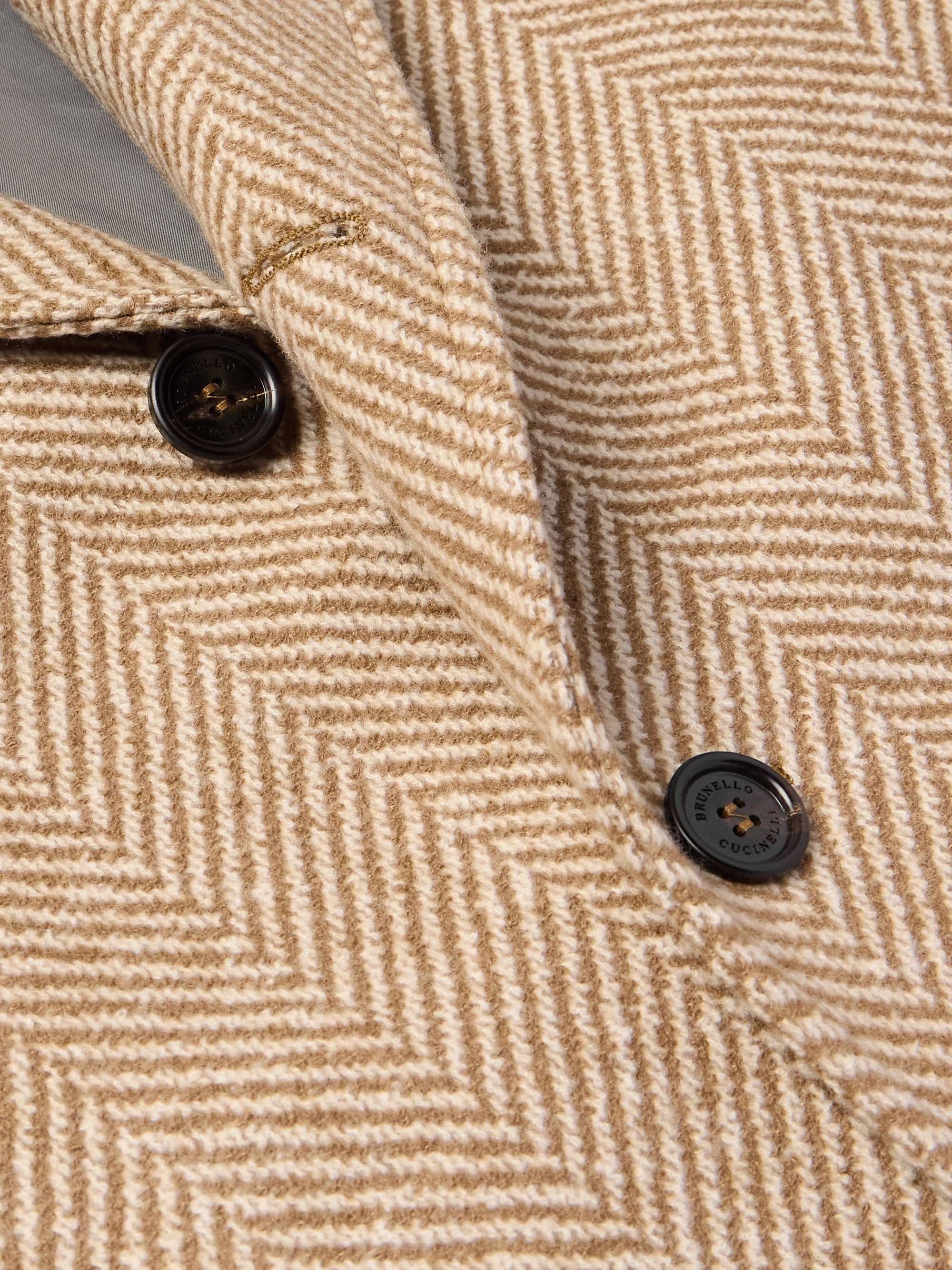 Herringbone Cashmere and Silk-Blend Coat view