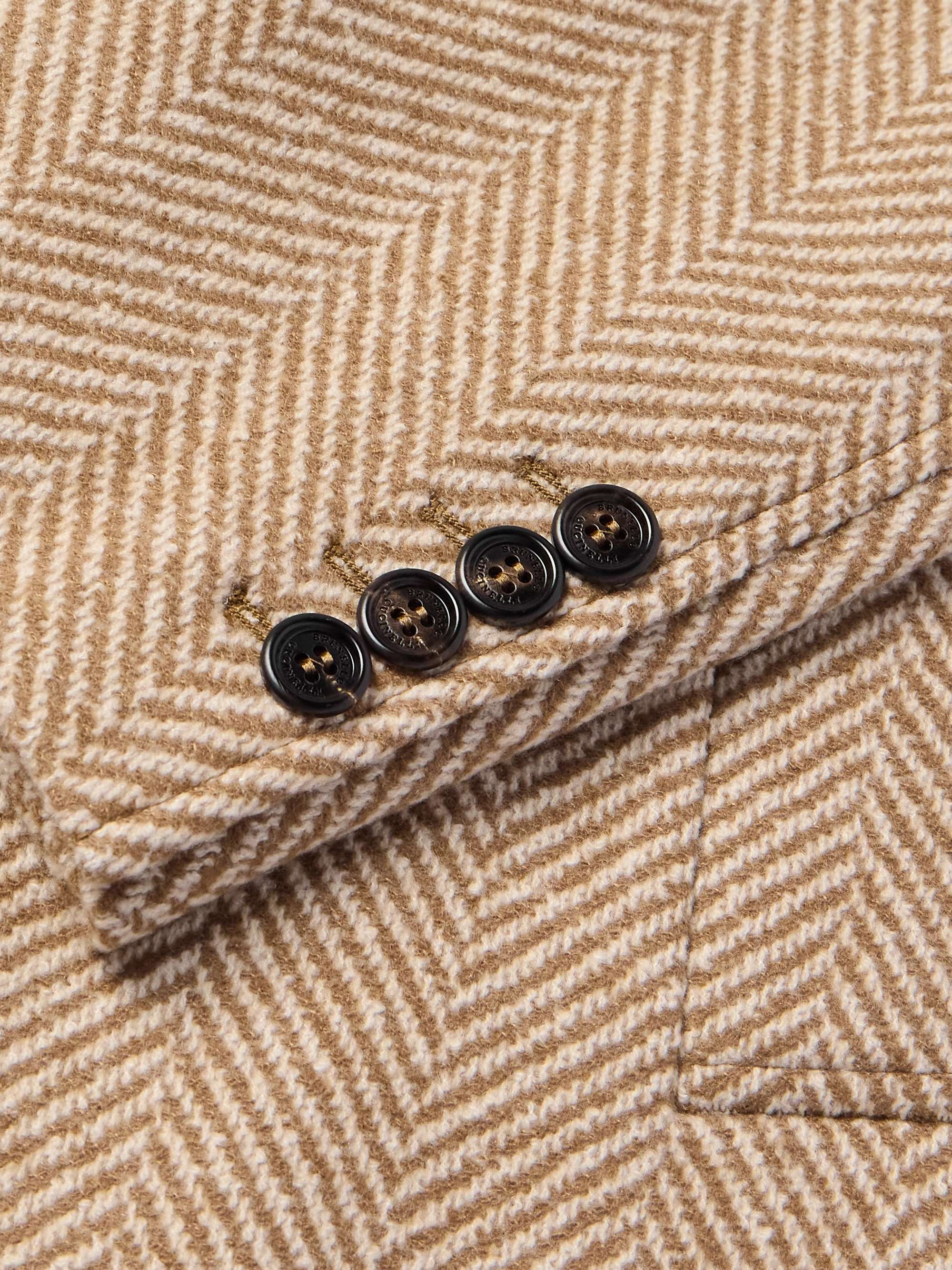 Herringbone Cashmere and Silk-Blend Coat view