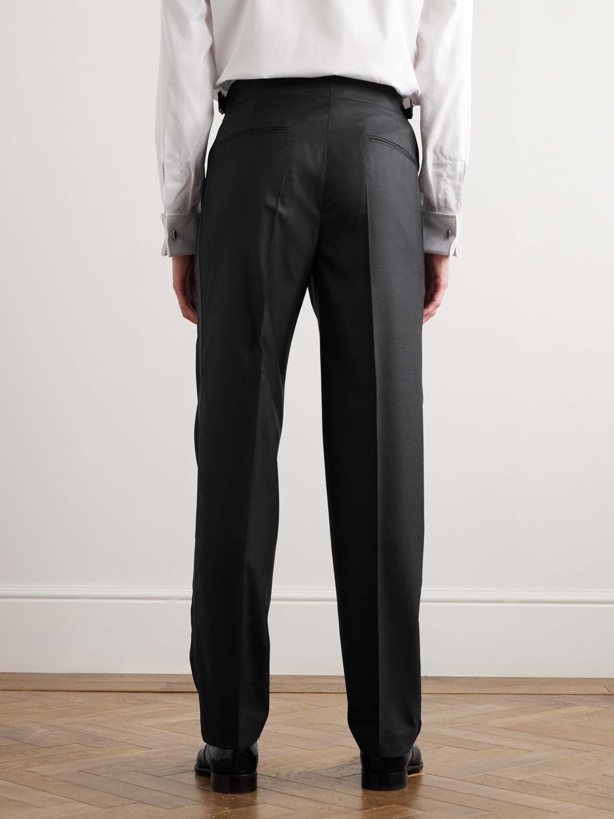 Pleated Virgin Wool and Silk-Blend Suit Trousers view