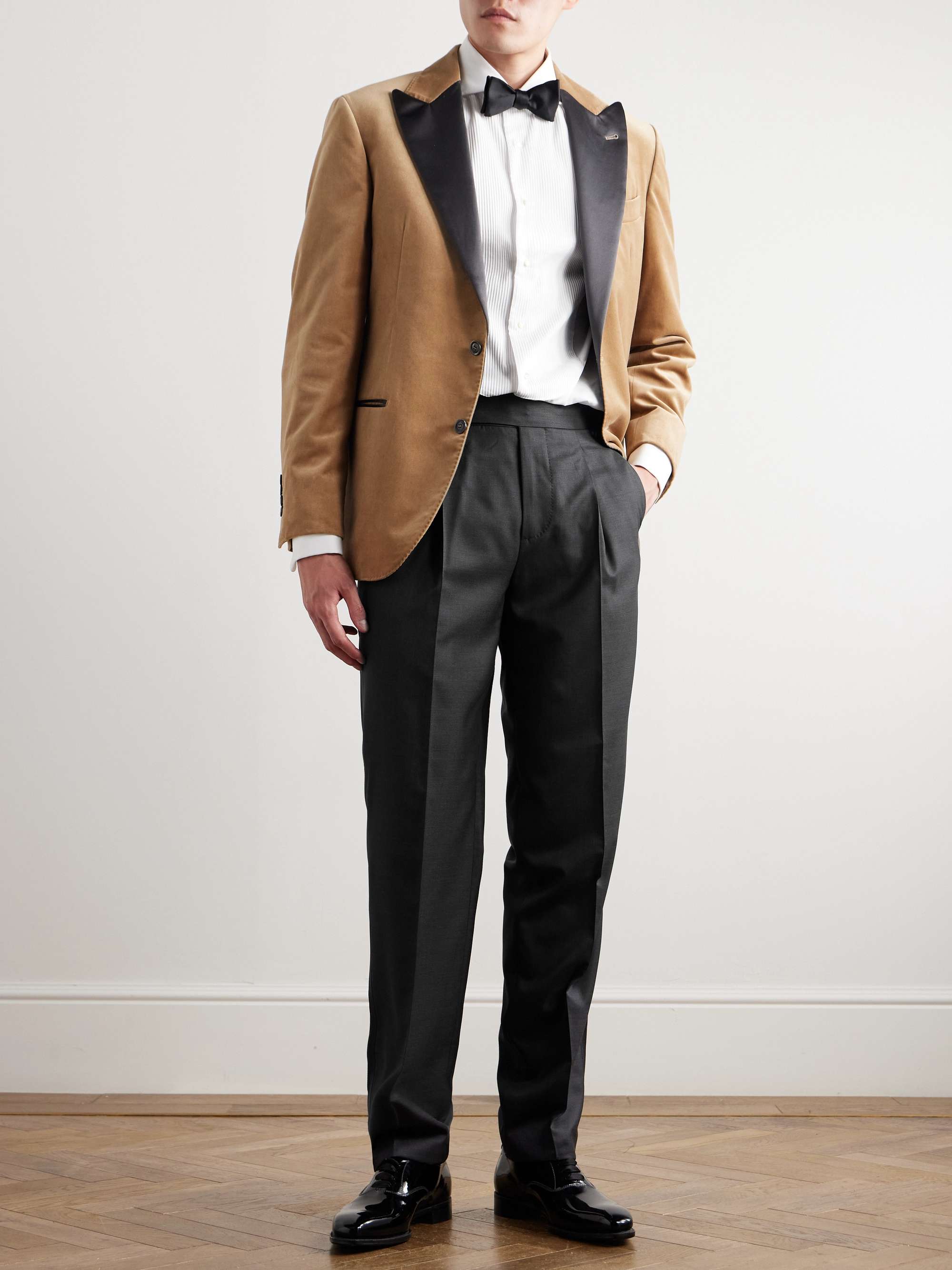 Pleated Virgin Wool and Silk-Blend Suit Trousers view