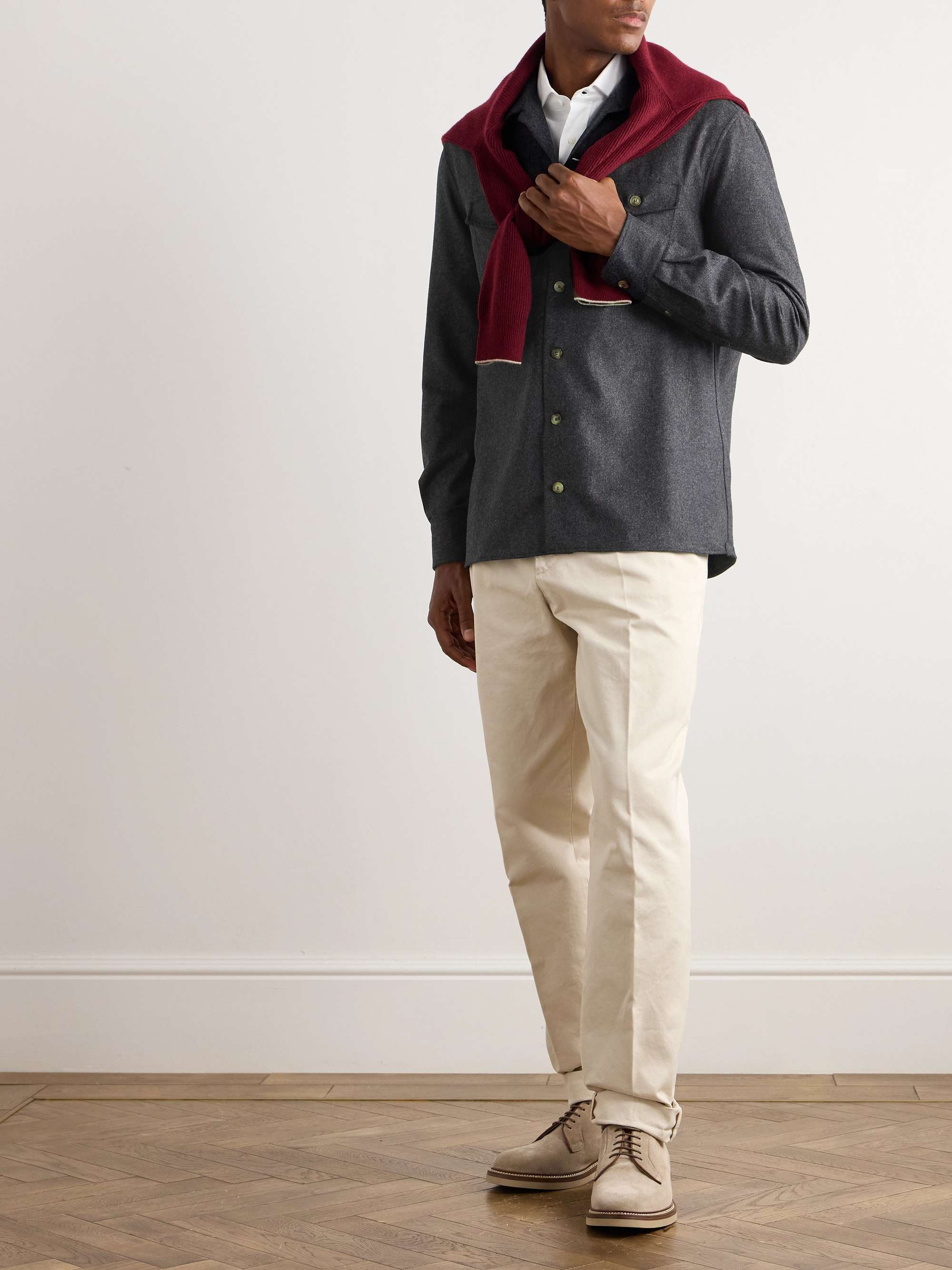 Camp-Collar Wool-Felt Overshirt view