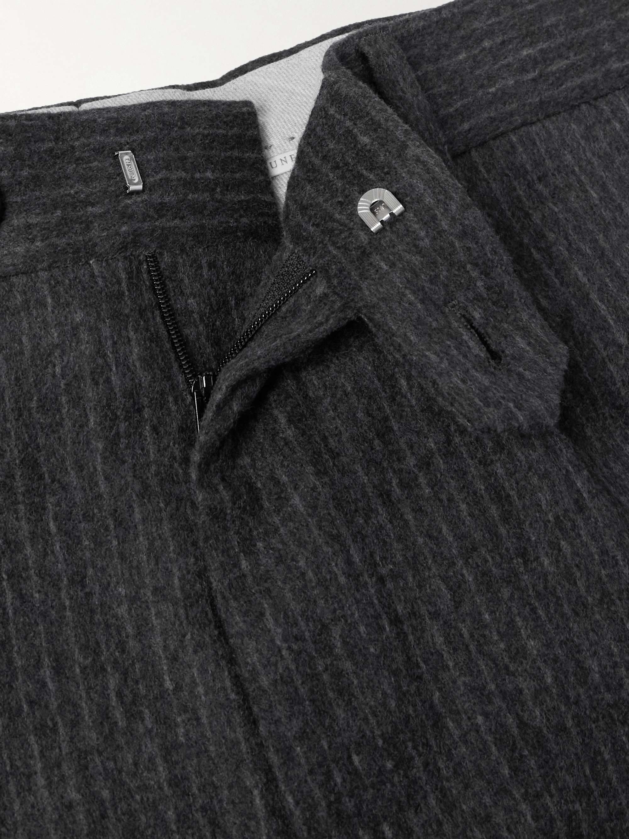Straight-Leg Pleated Wool and Cashmere-Blend Suit Trousers view