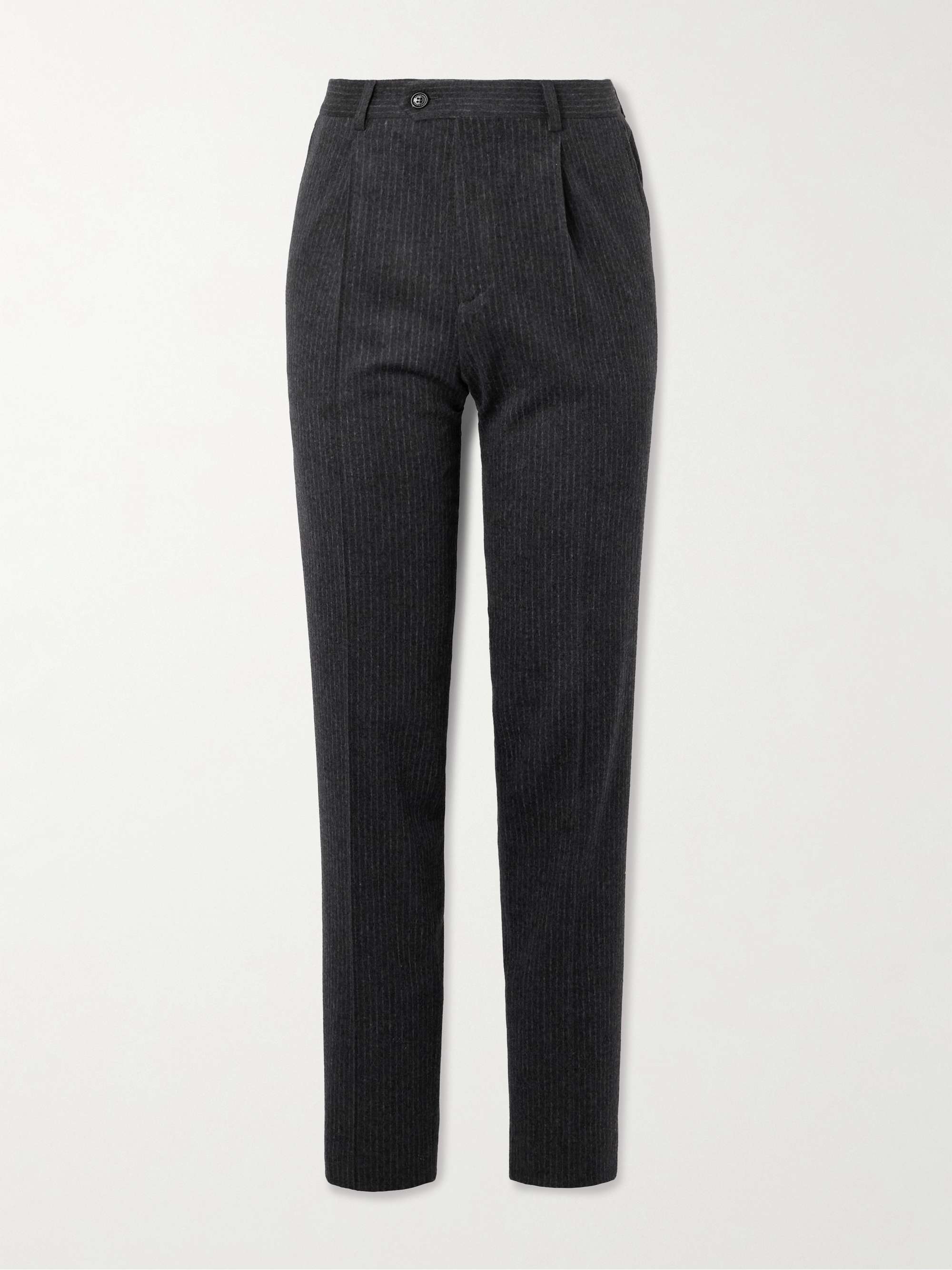 Straight-Leg Pleated Wool and Cashmere-Blend Suit Trousers view