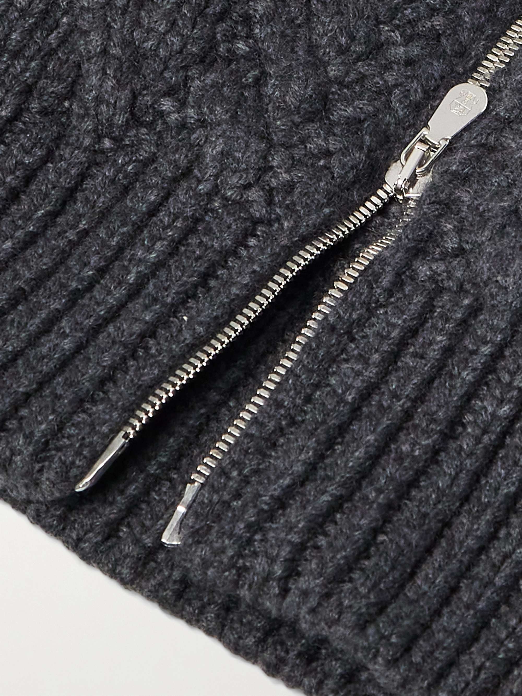 Cable-Knit Cashmere Zip-Up Sweater view