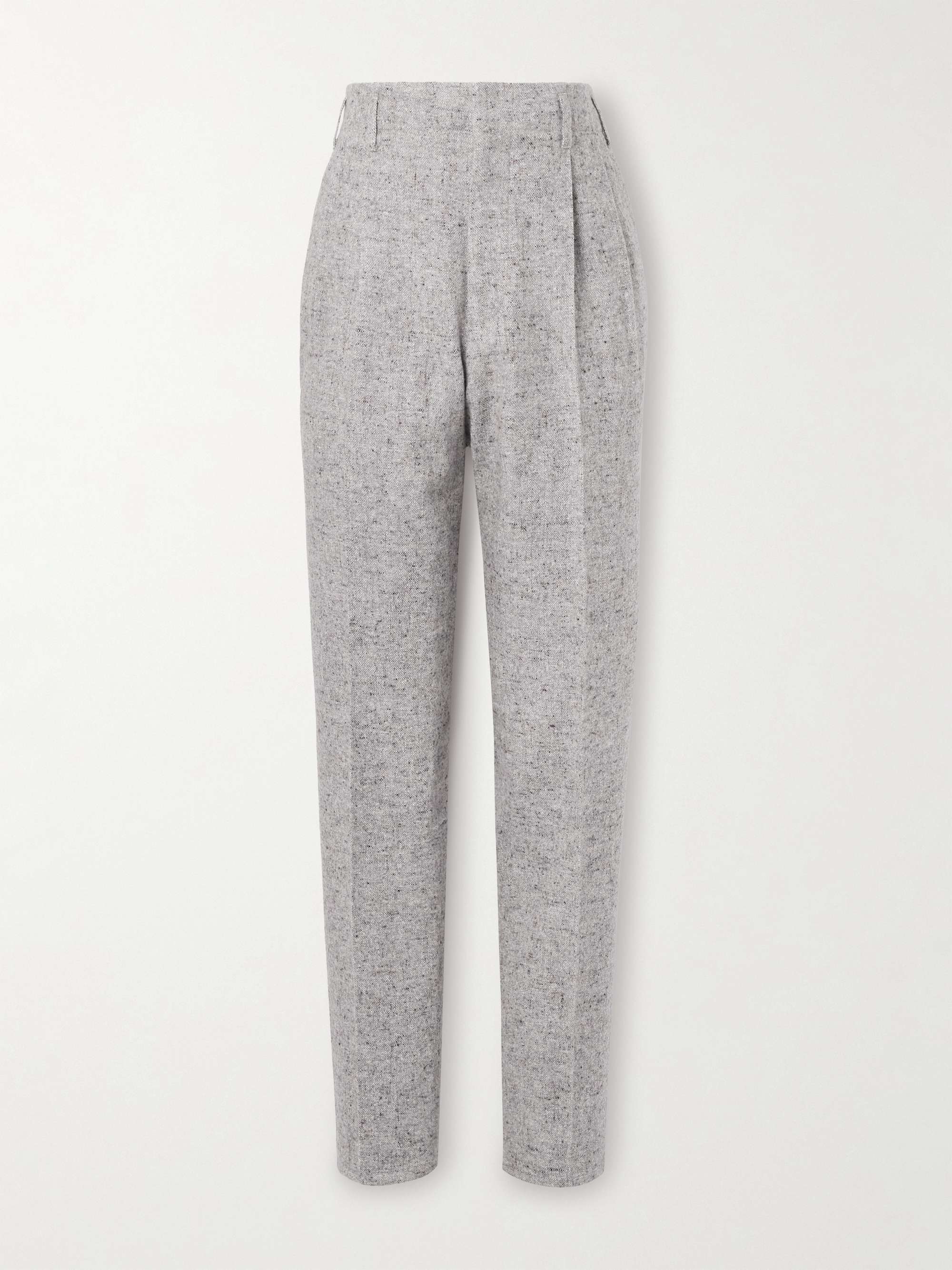 Straight-Leg Pleated Wool and Silk-Blend Trousers view