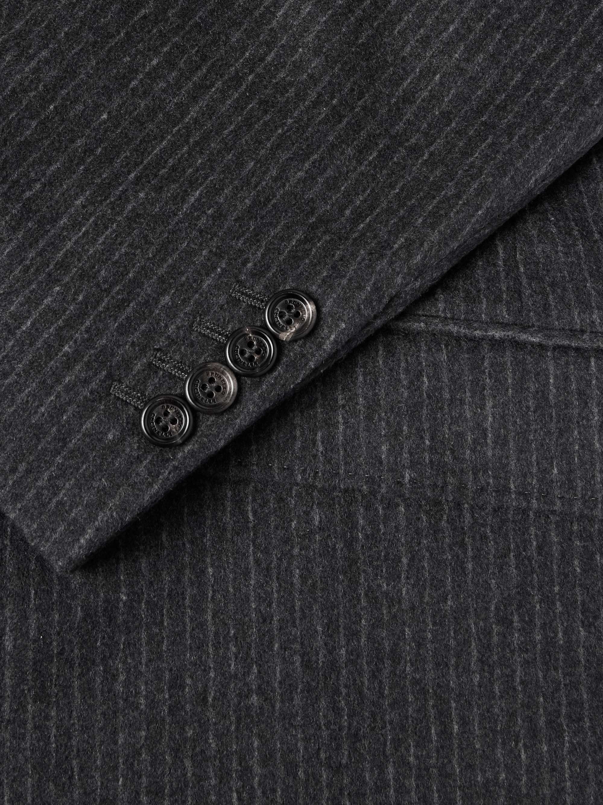 Pinstriped Wool and Cashmere-Blend Suit Jacket view