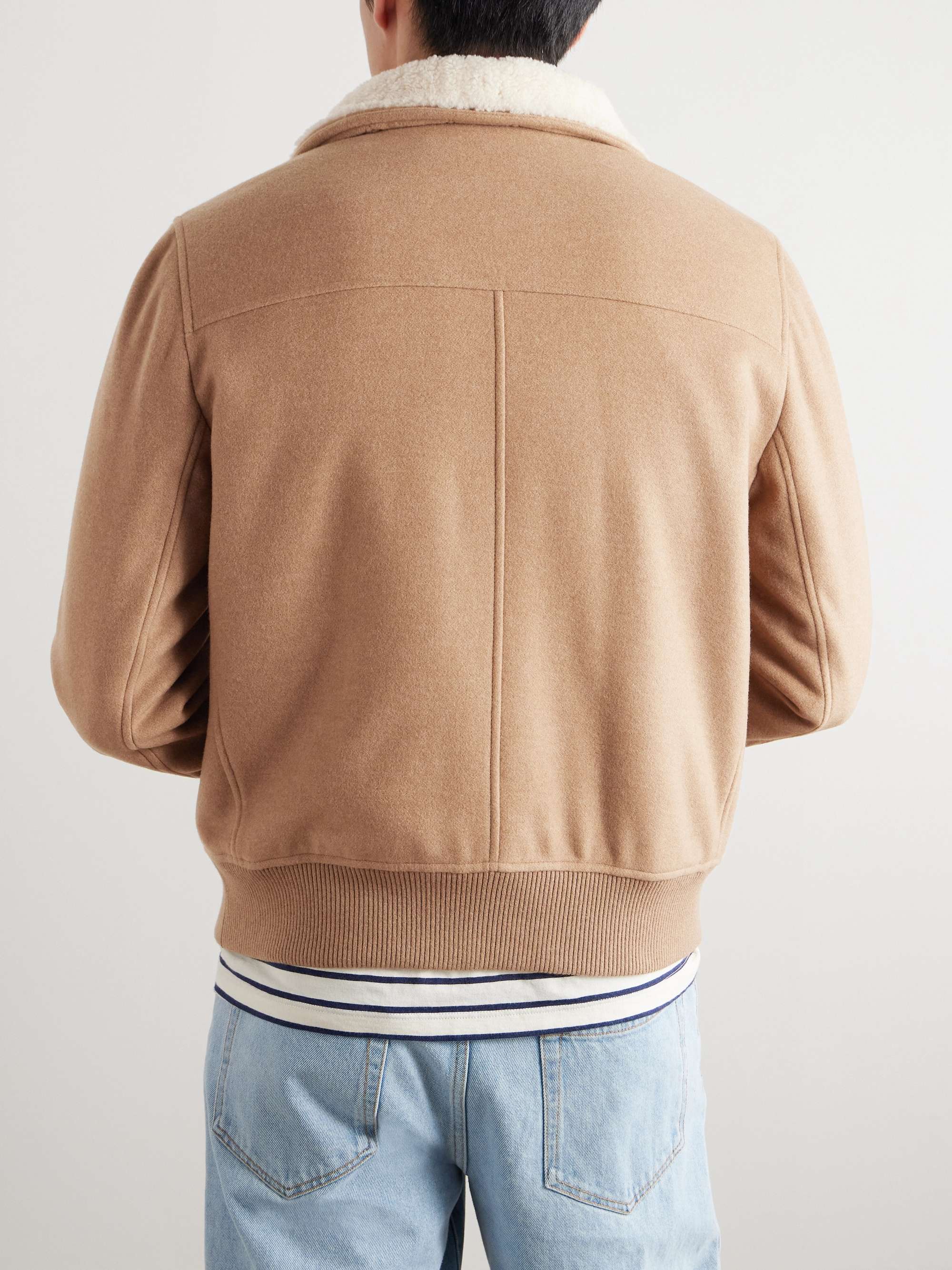 Faux Shearling-Trimmed Cashmere Bomber Jacket view