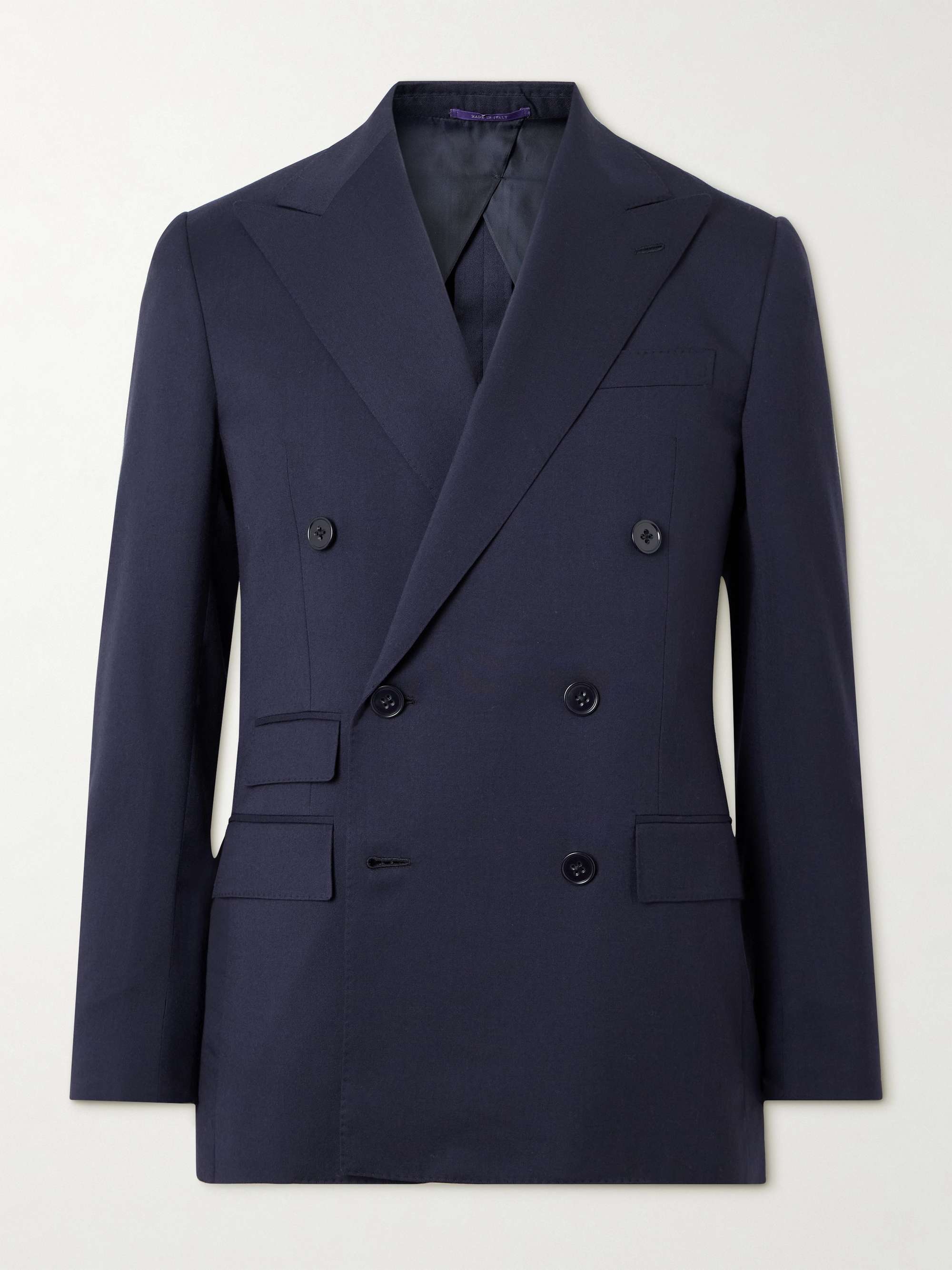 Slim-Fit Double-Breasted Wool-Twill Blazer view