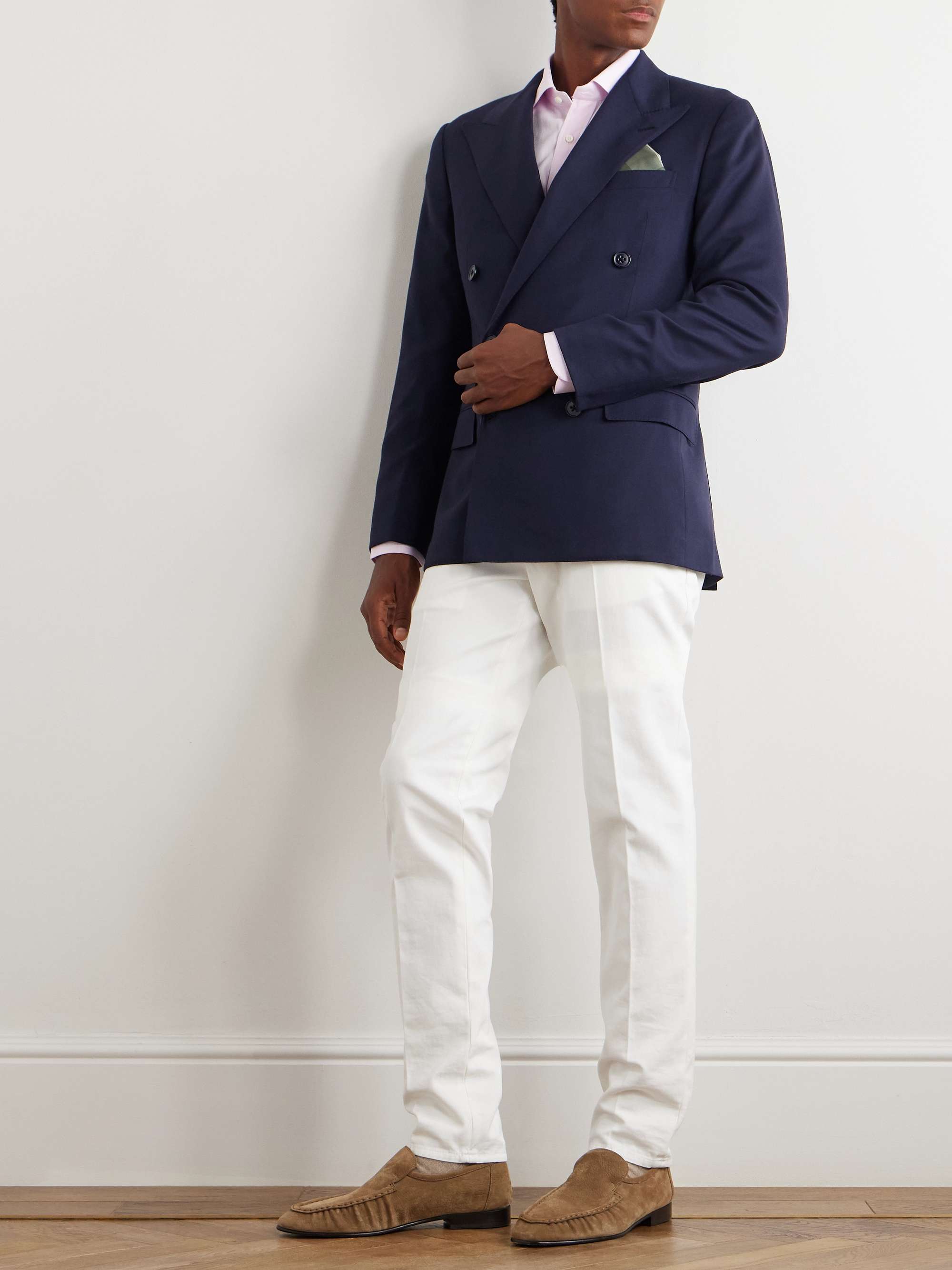 Slim-Fit Double-Breasted Wool-Twill Blazer view