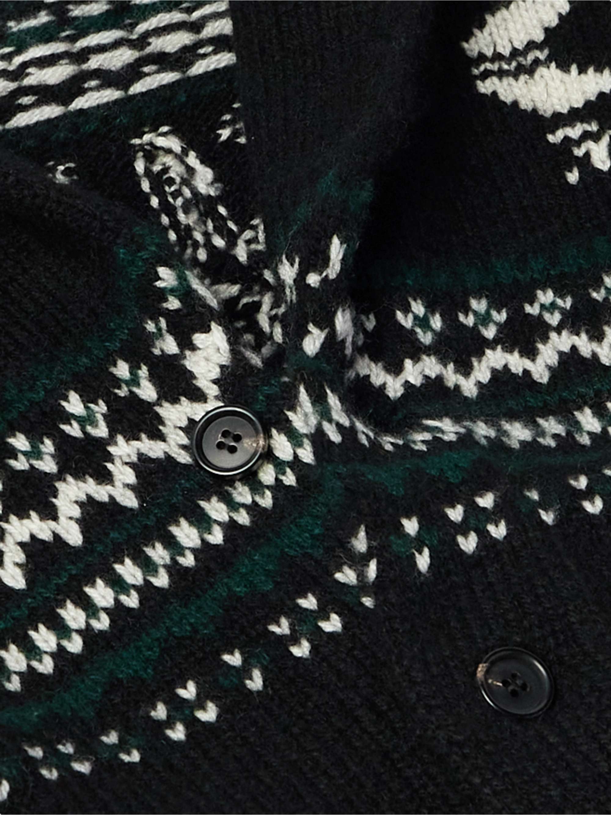 Shawl-Collar Belted Jacquard-Knit Cashmere Cardigan view