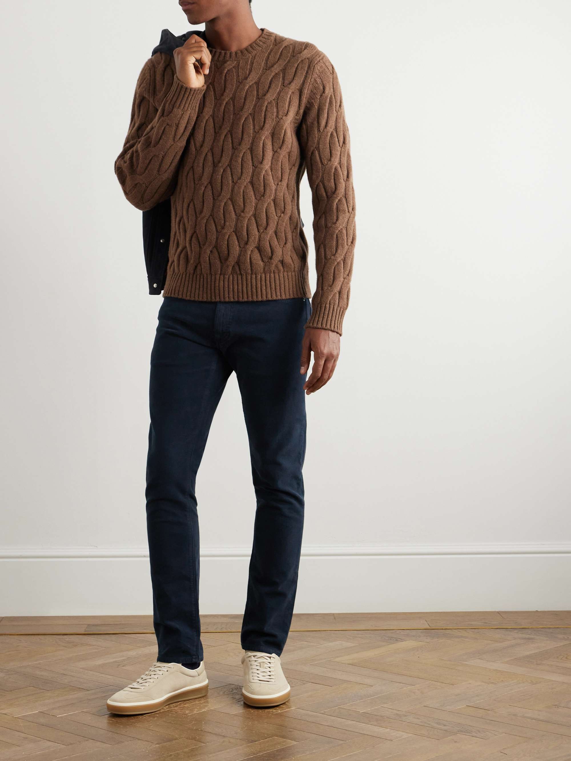 Slim-Fit Straight-Leg Garment-Dyed Cotton-Blend Moleskin Trousers view