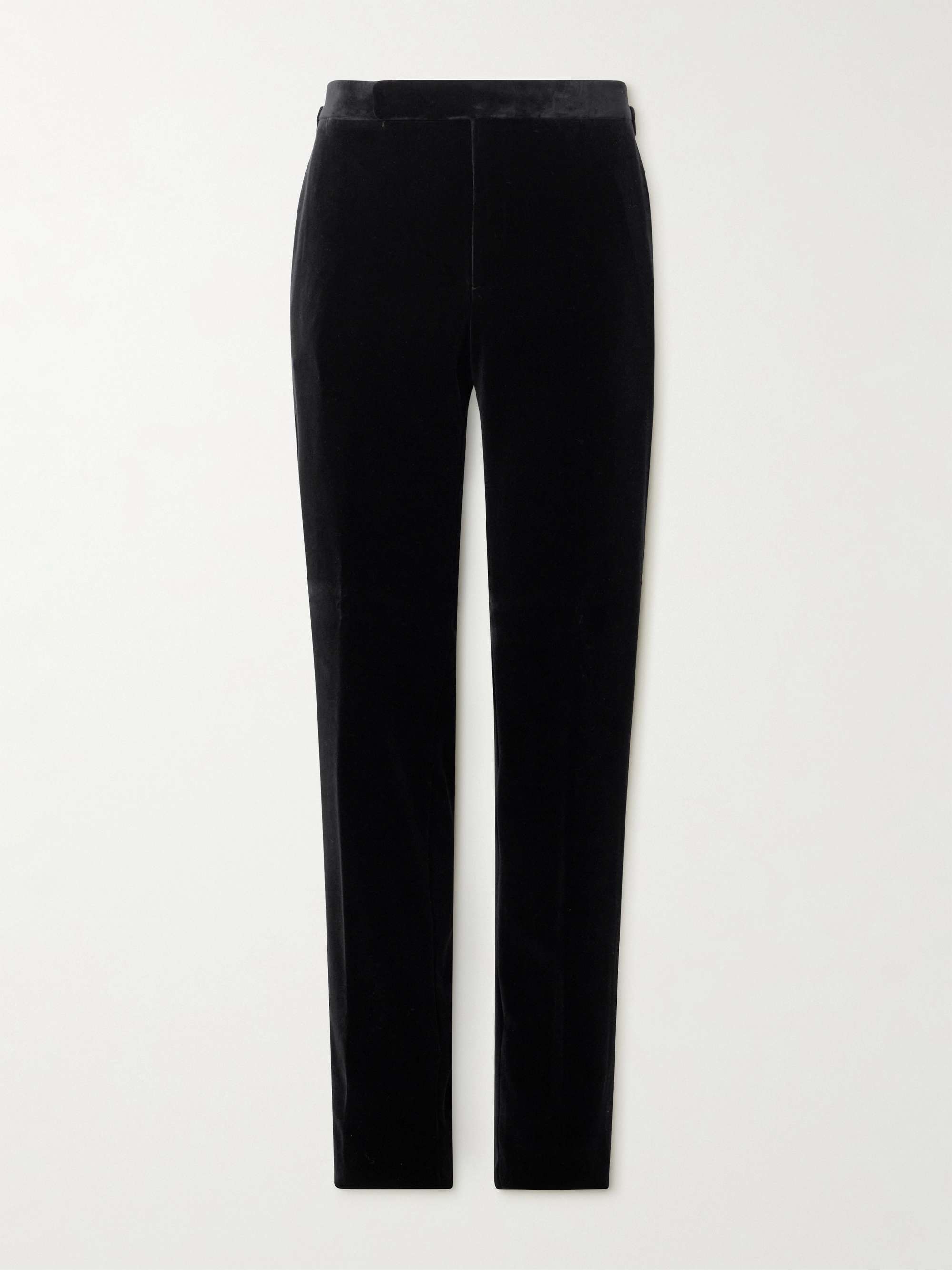 Gregory Straight-Leg Cotton-Velvet Tuxedo Trousers view