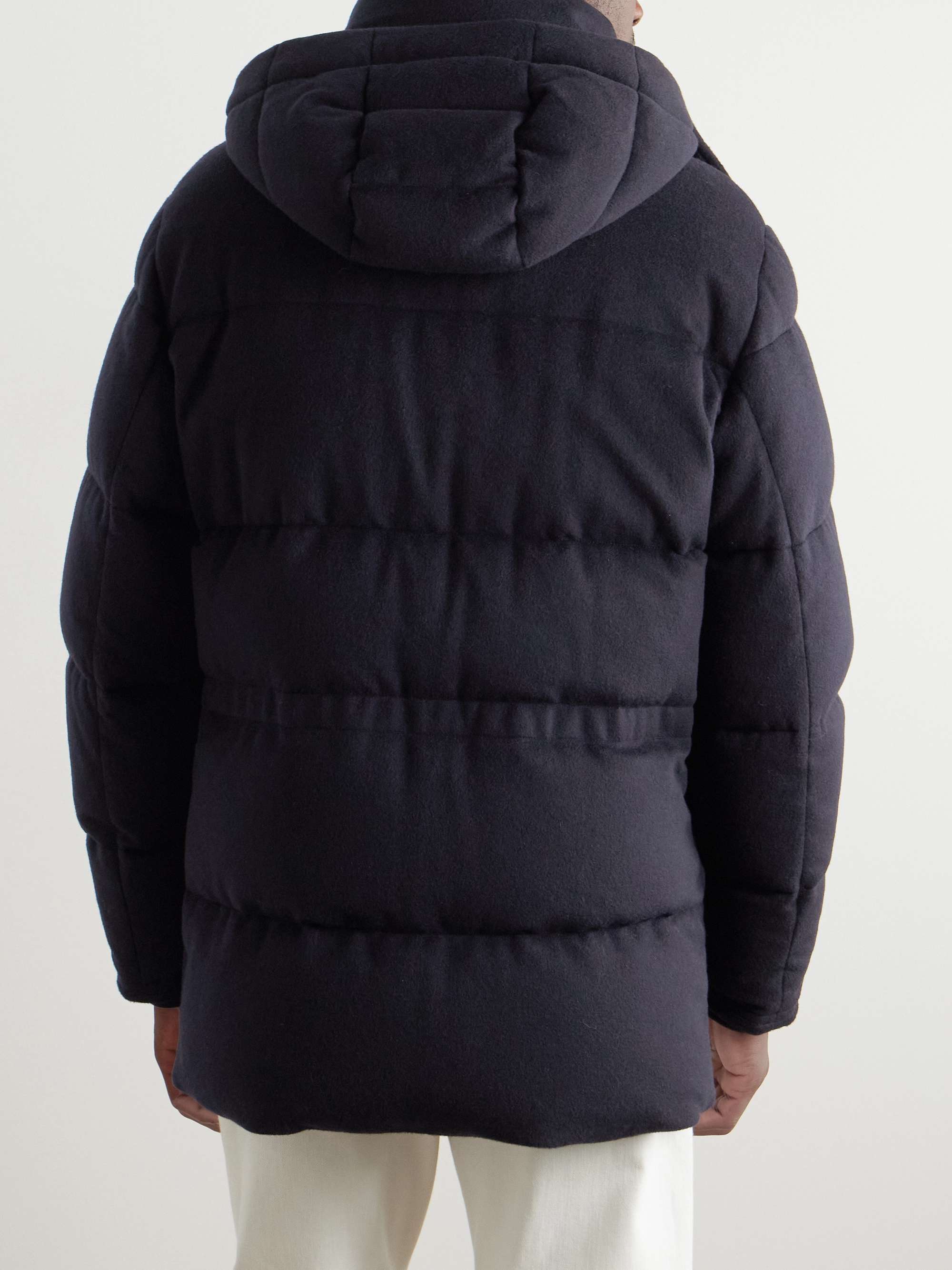 Quilted Brushed Wool-Blend Hooded Down Jacket view