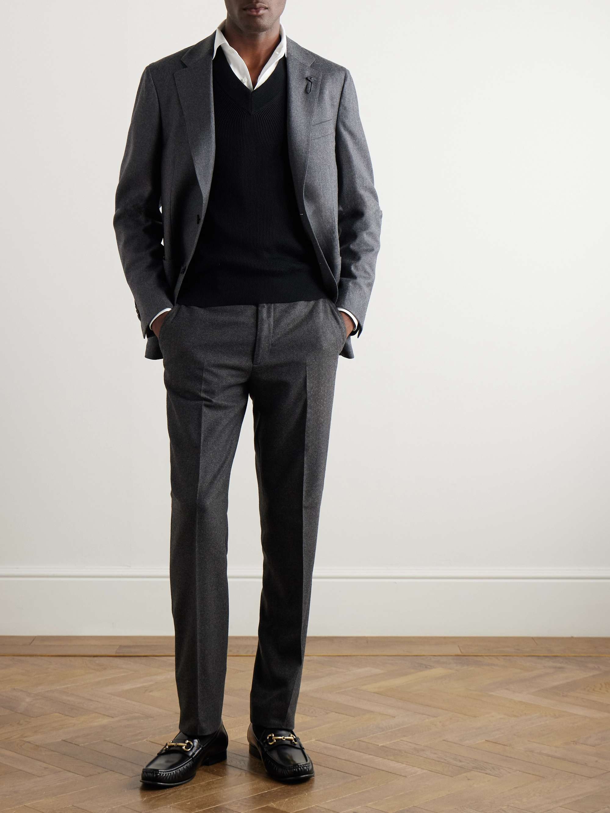 Gregory Straight-Leg Wool-Flannel Trousers view