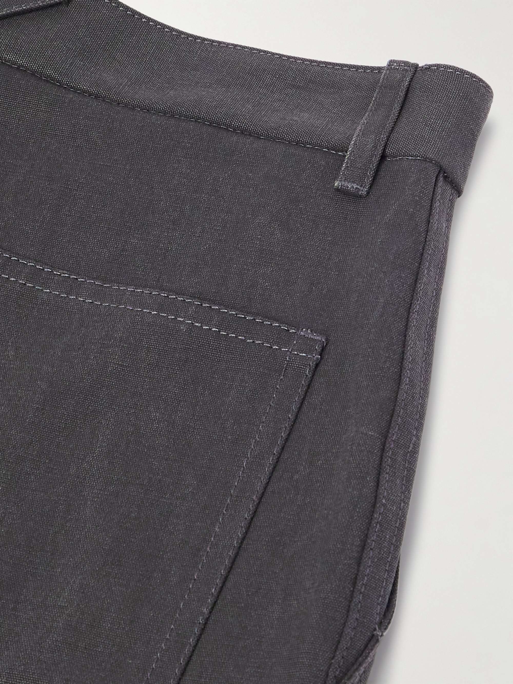 Wide-Leg Checked Twill-Trimmed Cotton-Canvas Trousers view