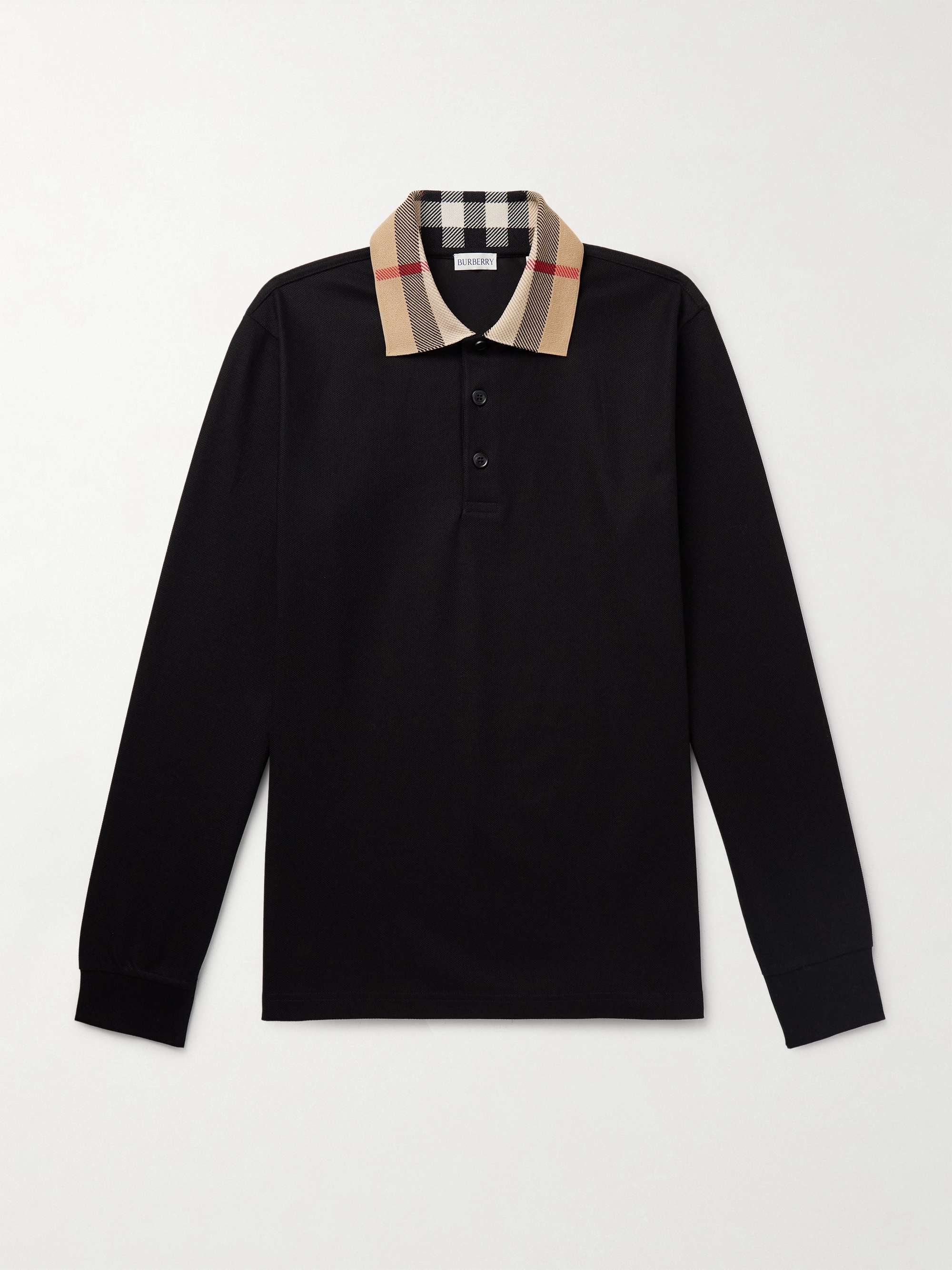 Checked Cotton-Piqué Polo Shirt view