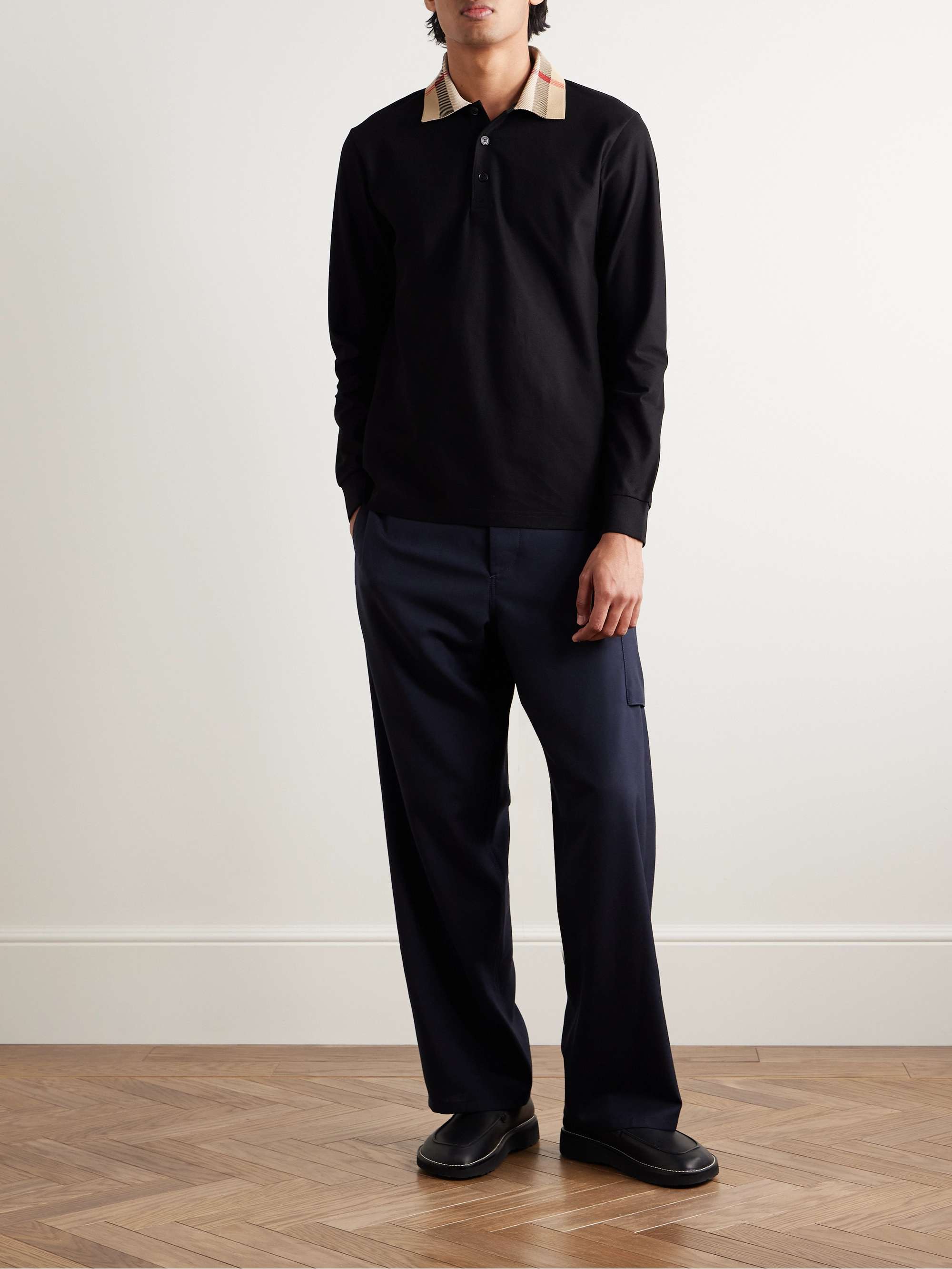 Checked Cotton-Piqué Polo Shirt view
