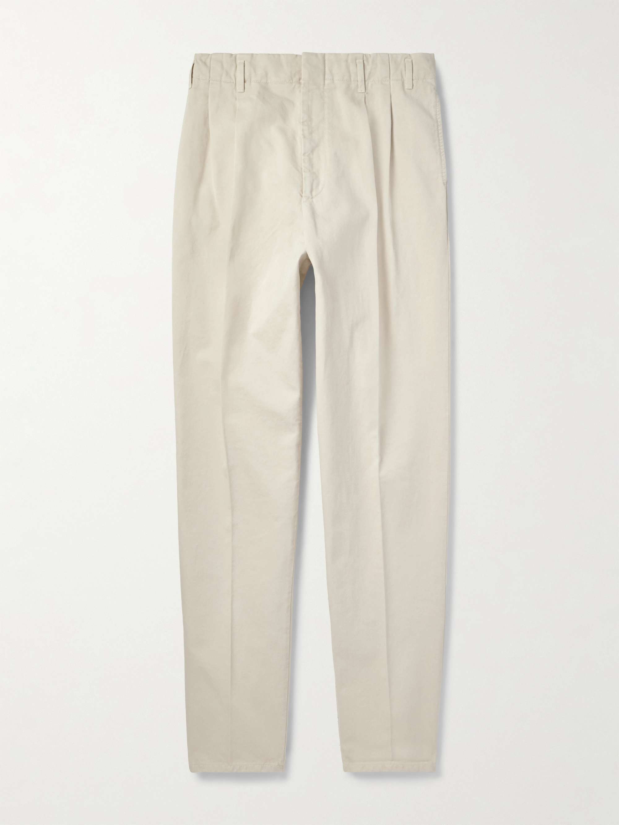 Tapered Pleated Cotton-Gabardine Trousers view