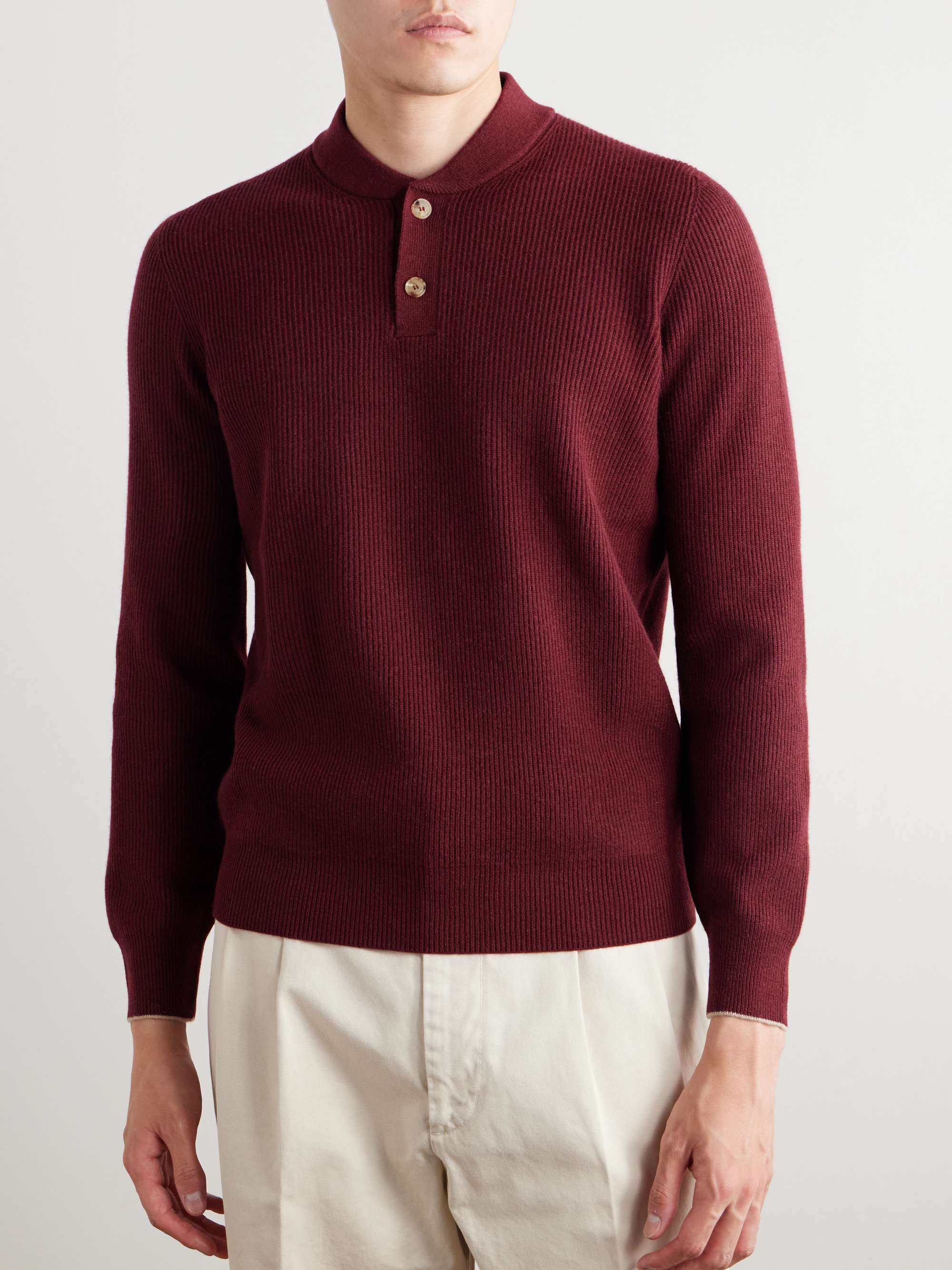 Slim-Fit Ribbed Cashmere Sweater view